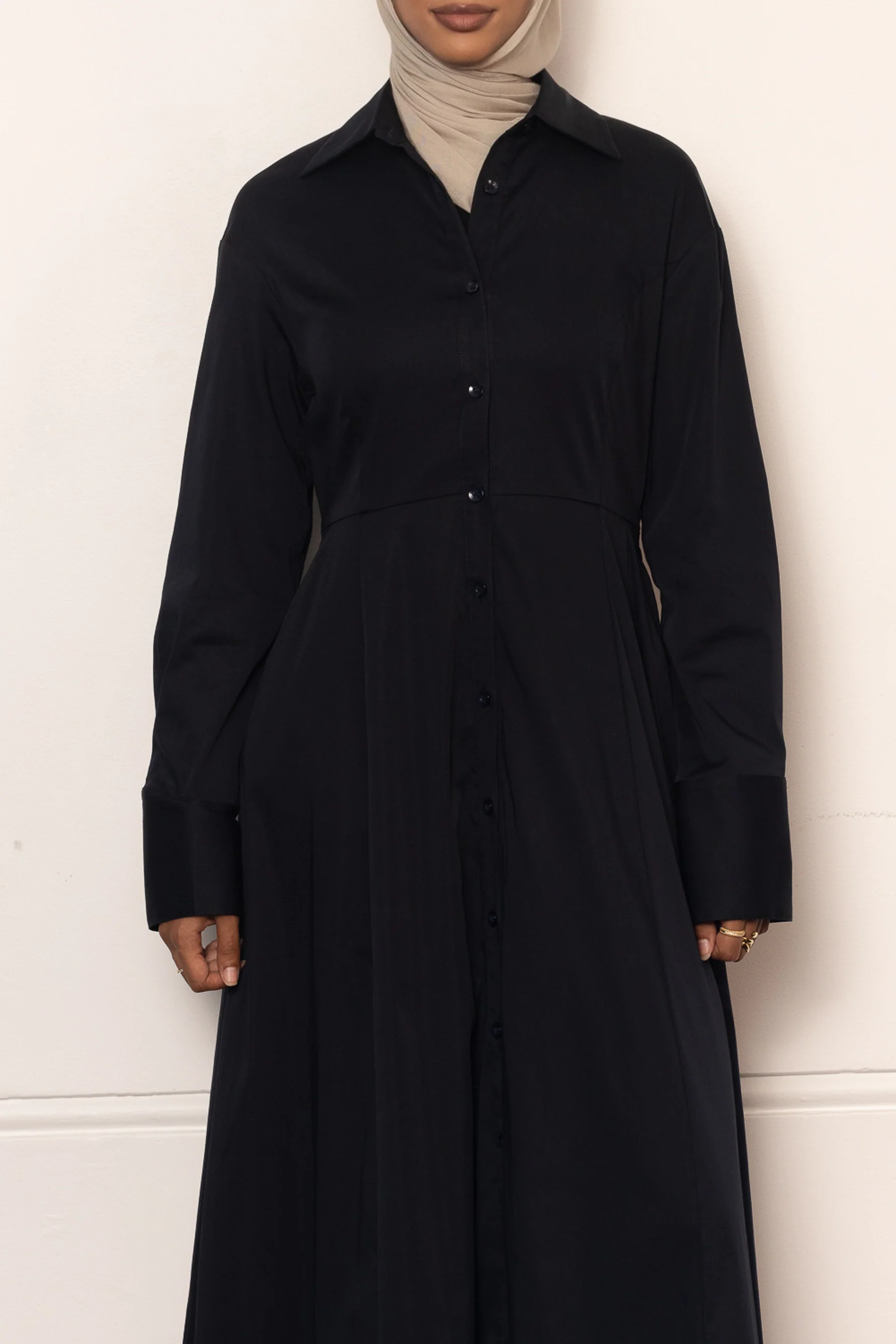 Aaliyah Cotton Shirt Dress - Navy - Image 3