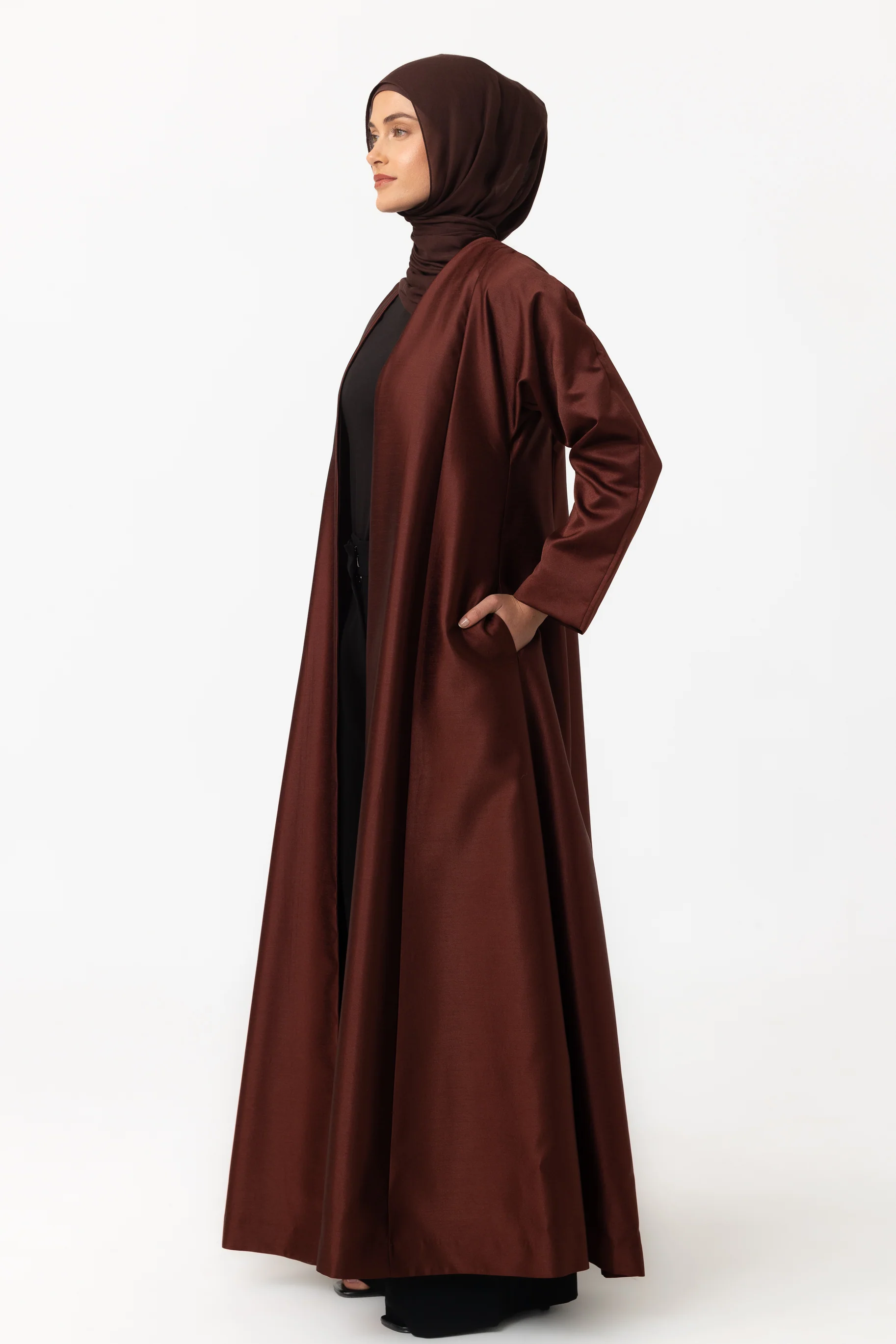 Astra Open Abaya - Maroon - Image 3