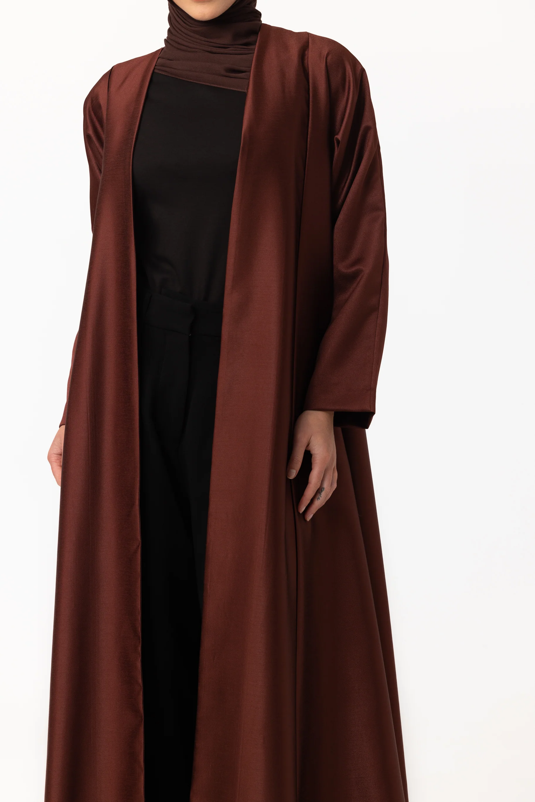 Astra Open Abaya - Maroon - Image 4