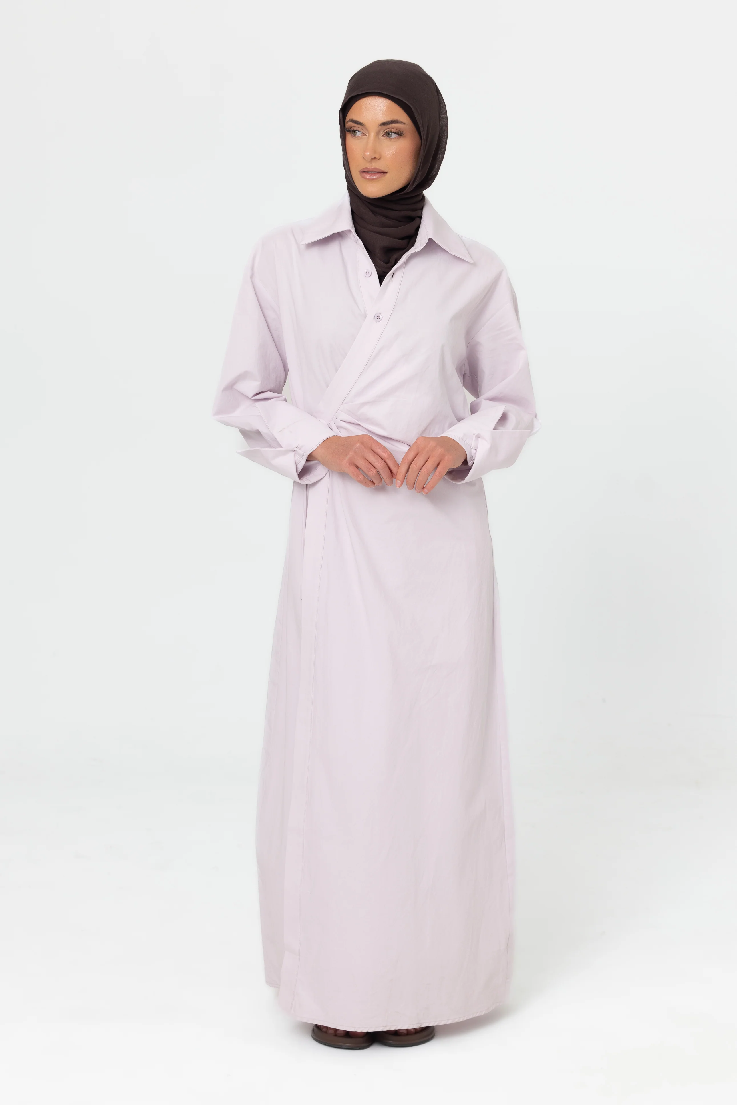 Asymmetric Wrap Dress - Lilac