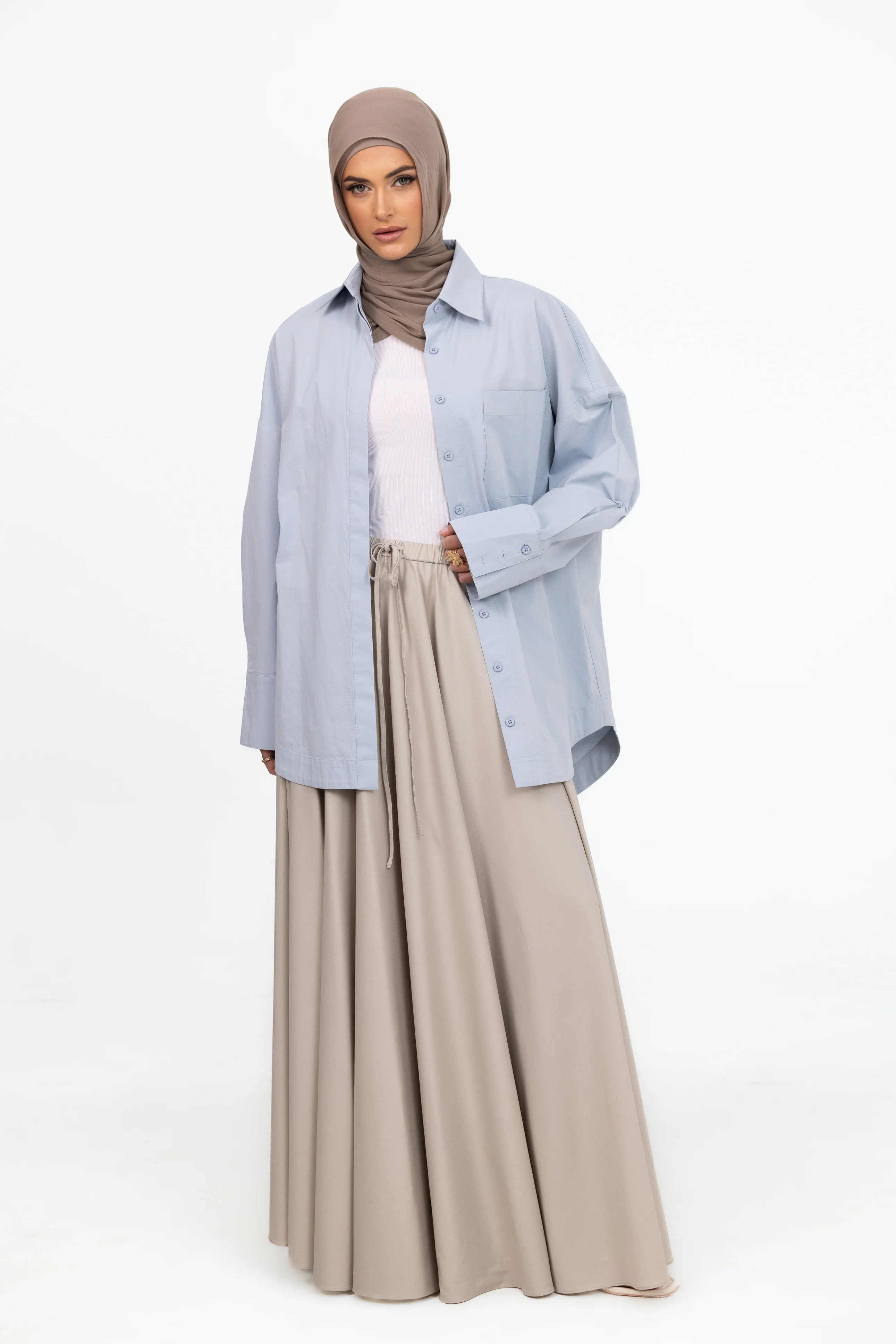 Azrina Drawstring Skirt - Beige - Image 2