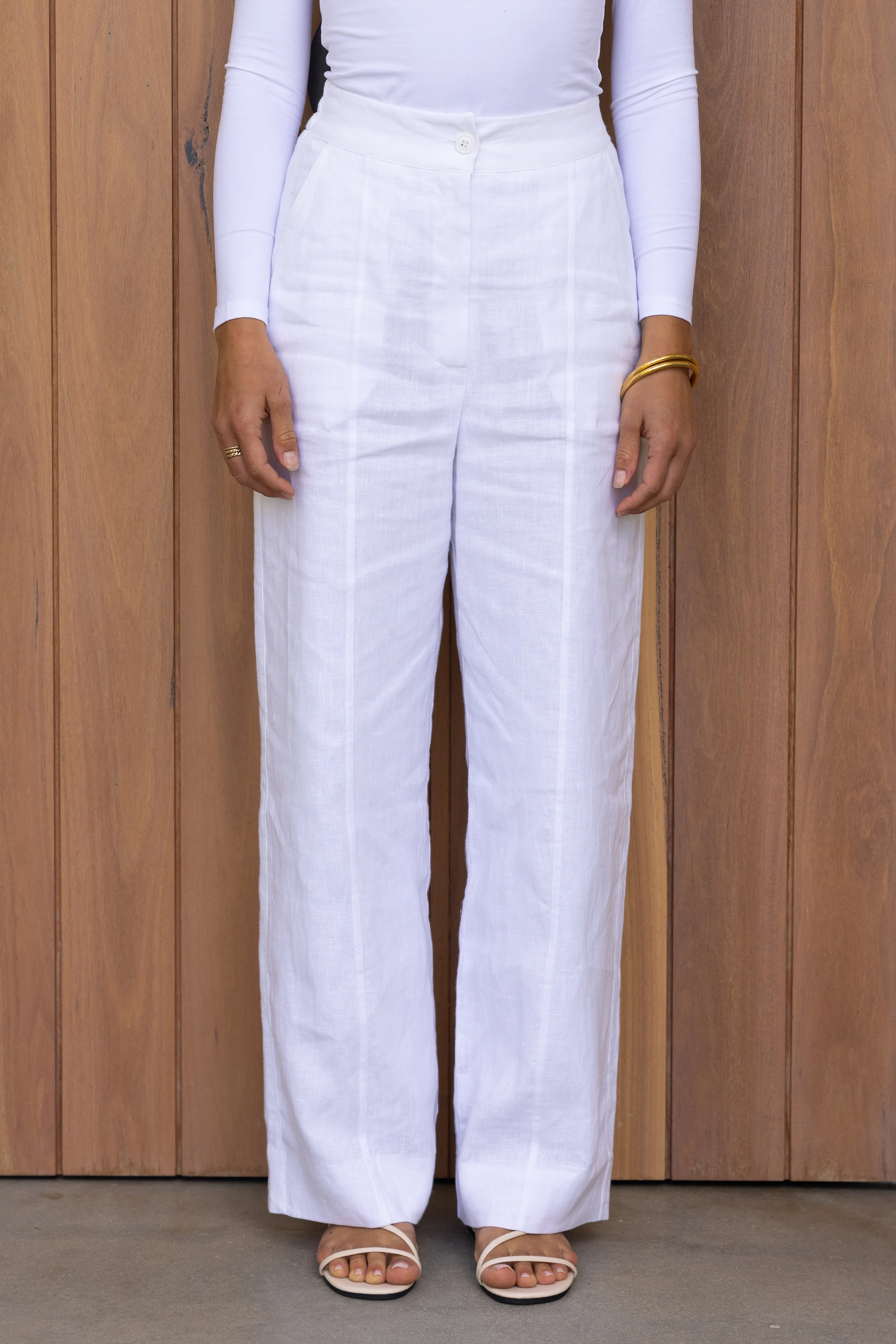 Nadira Linen Pants - White - Image 3