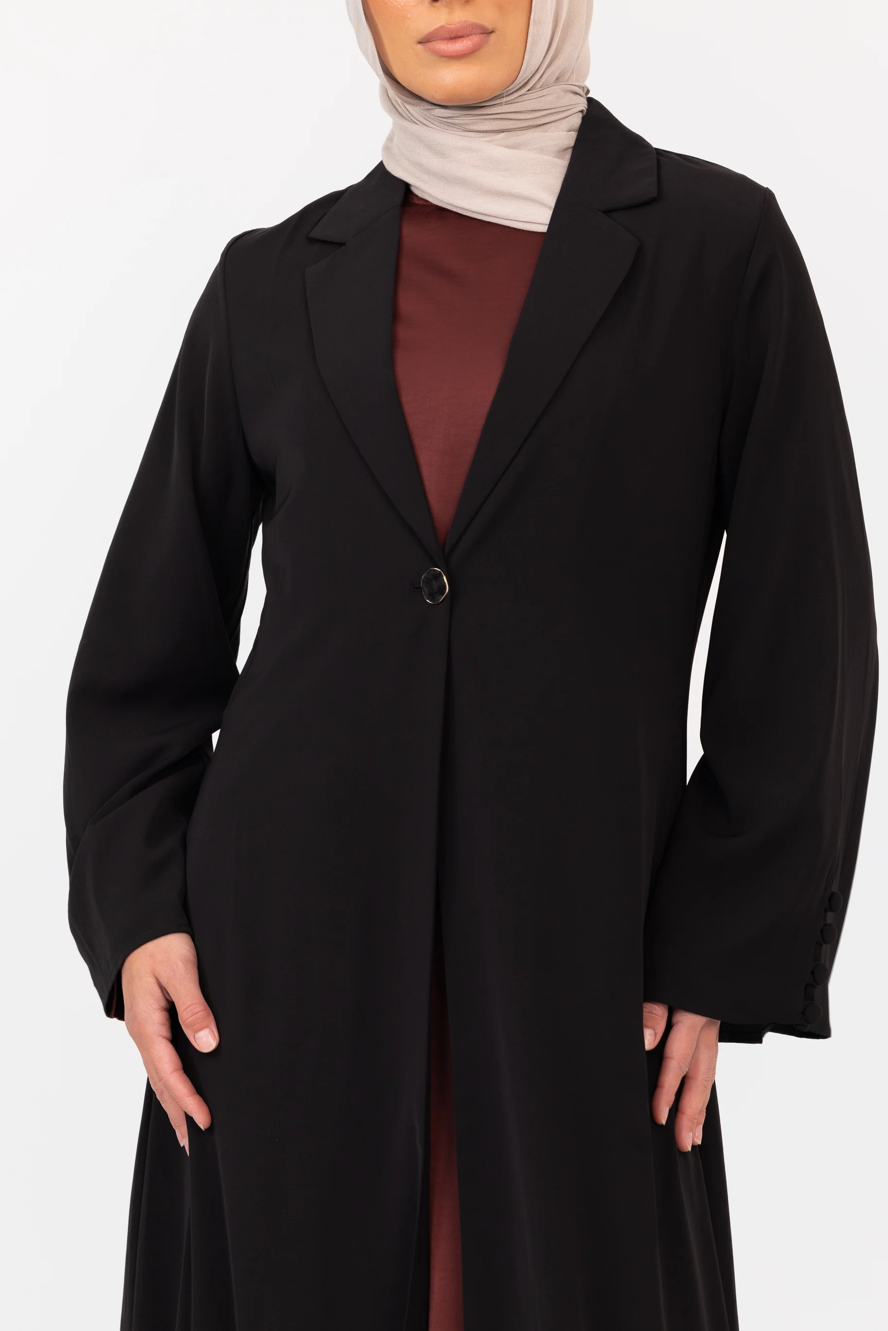 Lunar Tailored Open Abaya - Black - Image 3