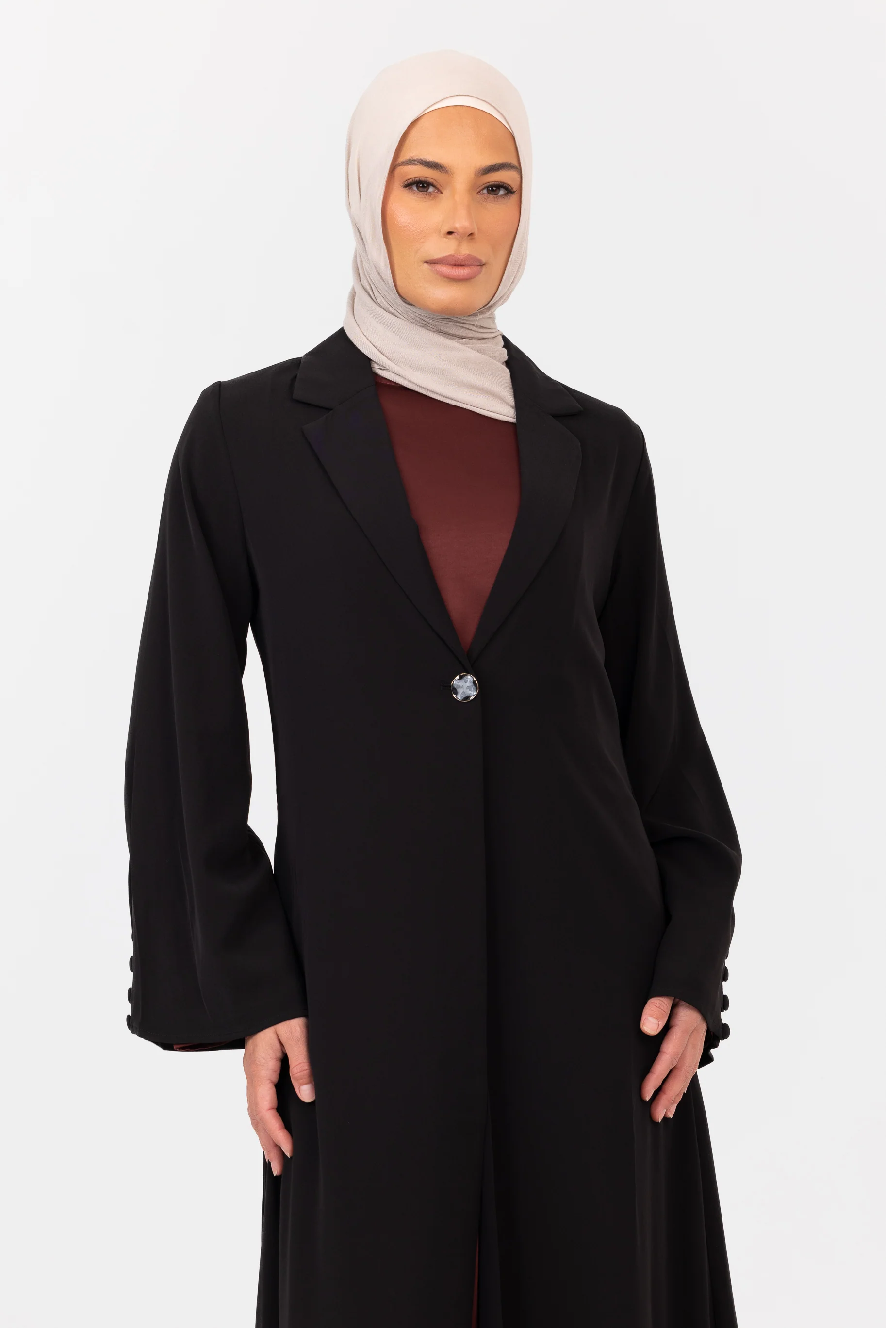 Lunar Tailored Open Abaya - Black - Image 4