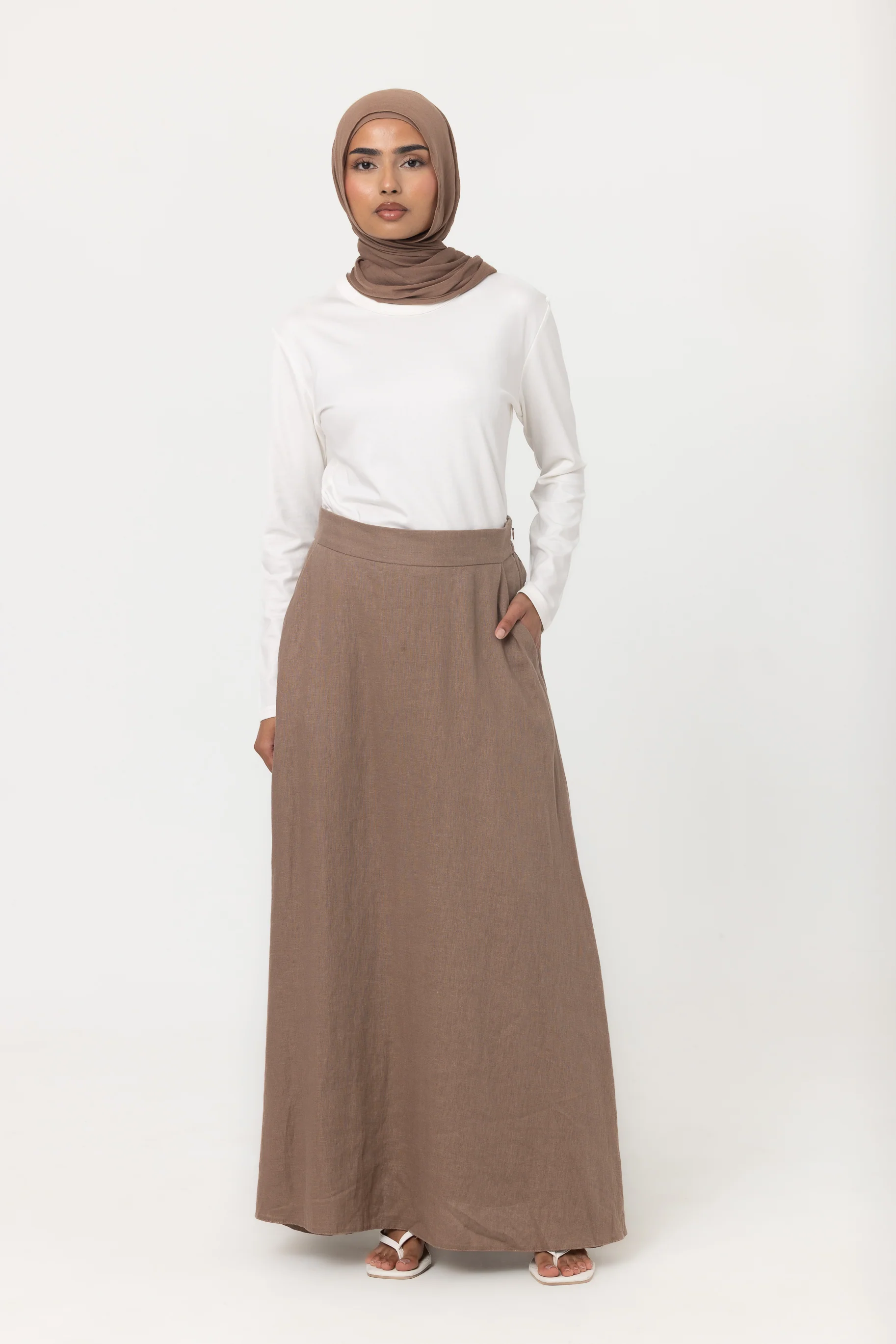 Anaya A Line Skirt - Mocha - Image 3