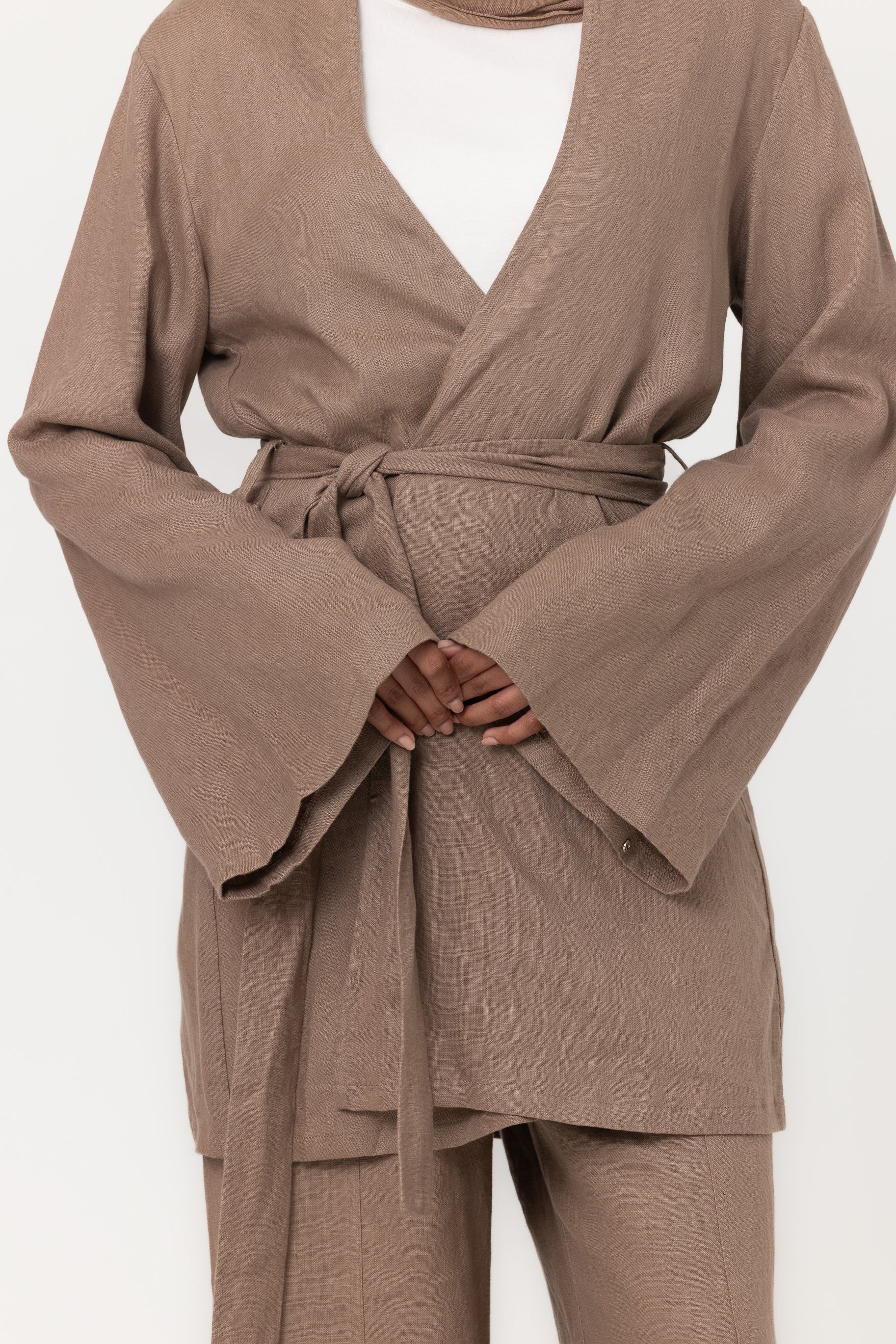 Anaya Open Blouse - Mocha - Image 3