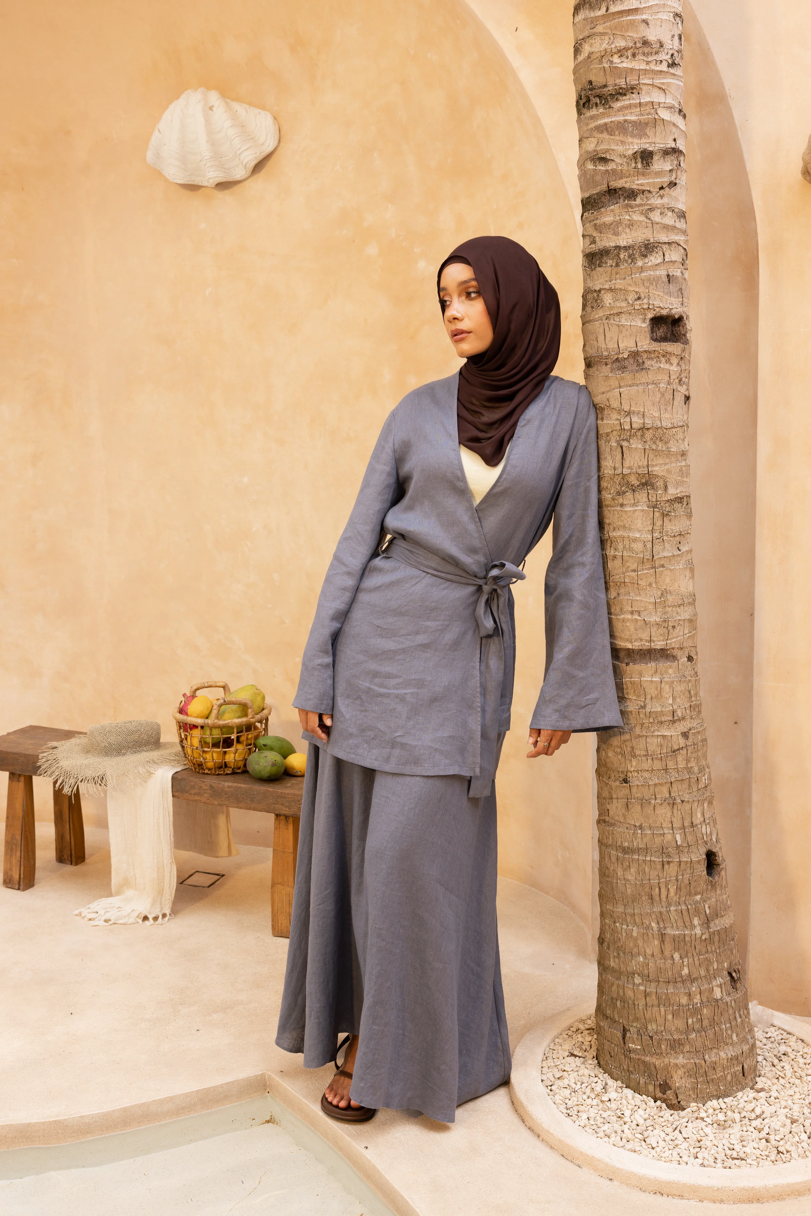 Anaya Open Blouse - Slate