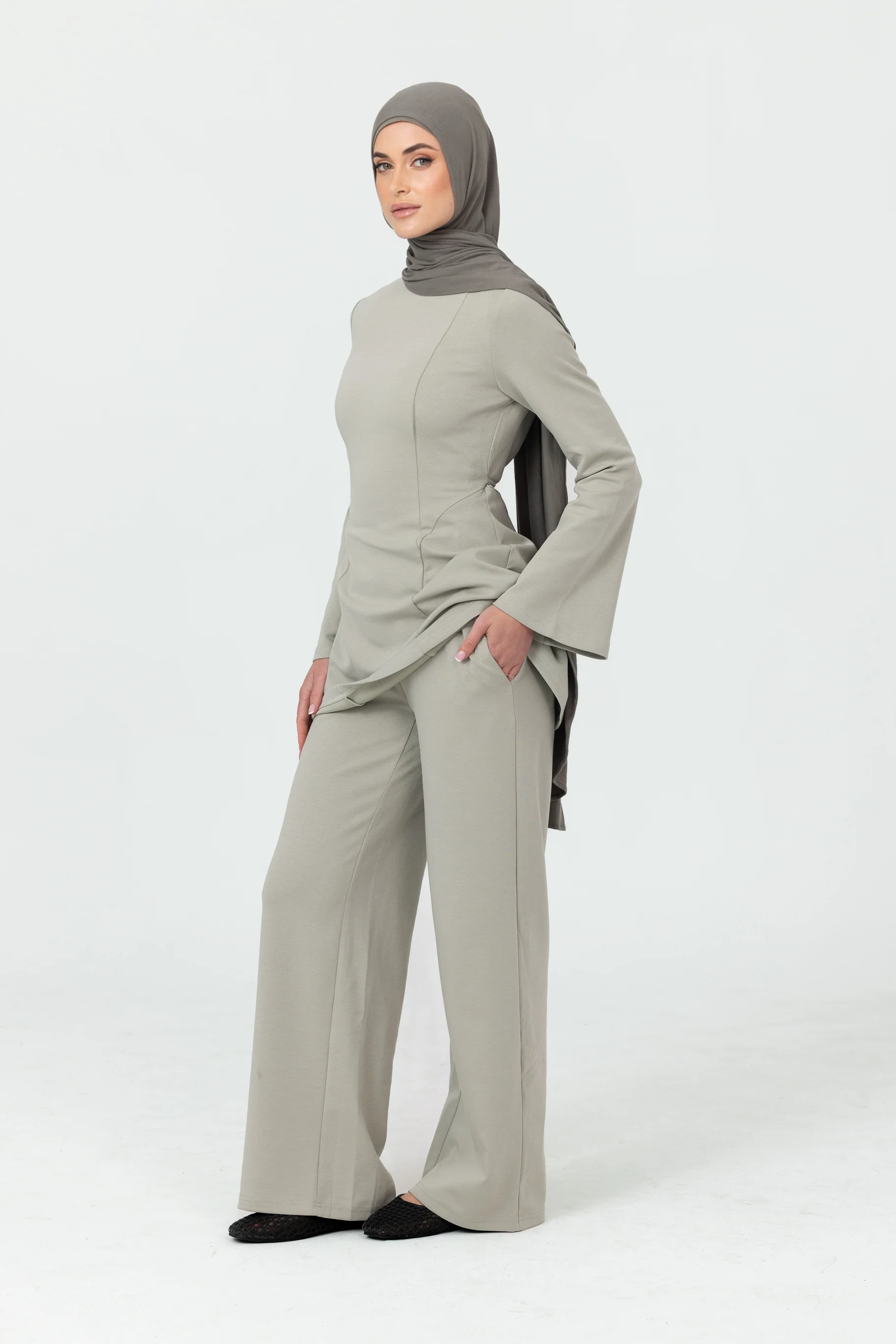 Cotton Contour Pants - Sage - Image 3