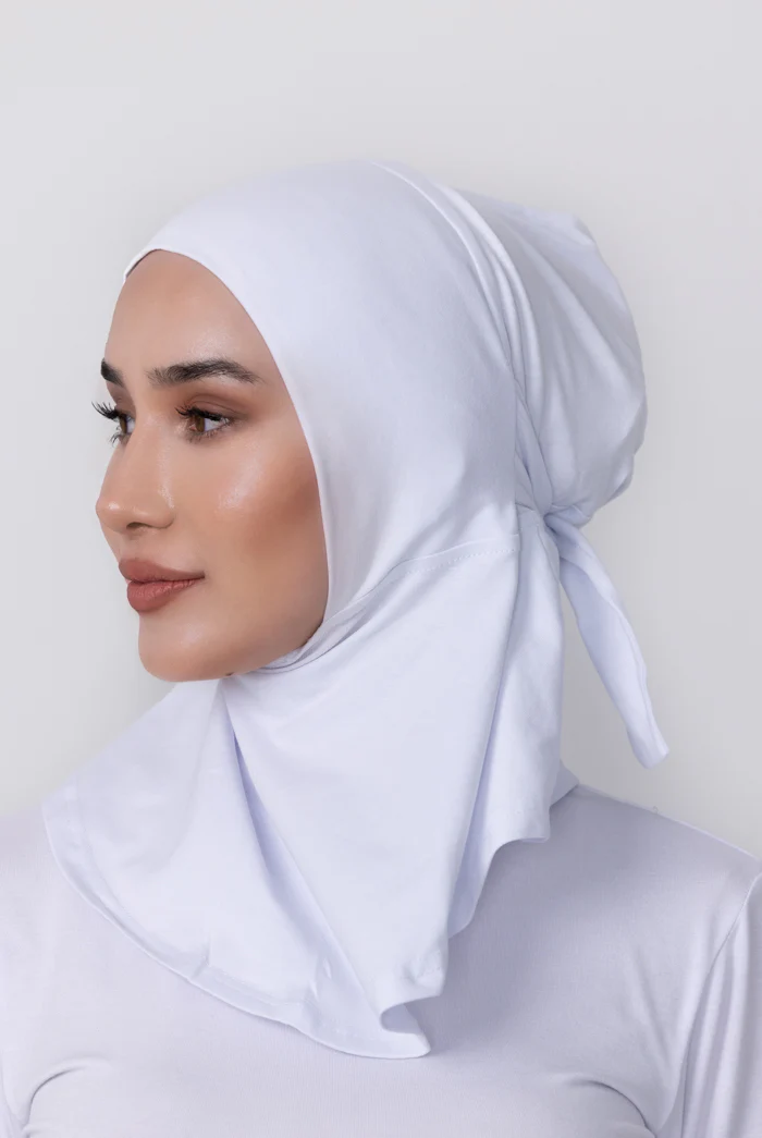 Cotton Full Coverage Tie Back Under Cap - White