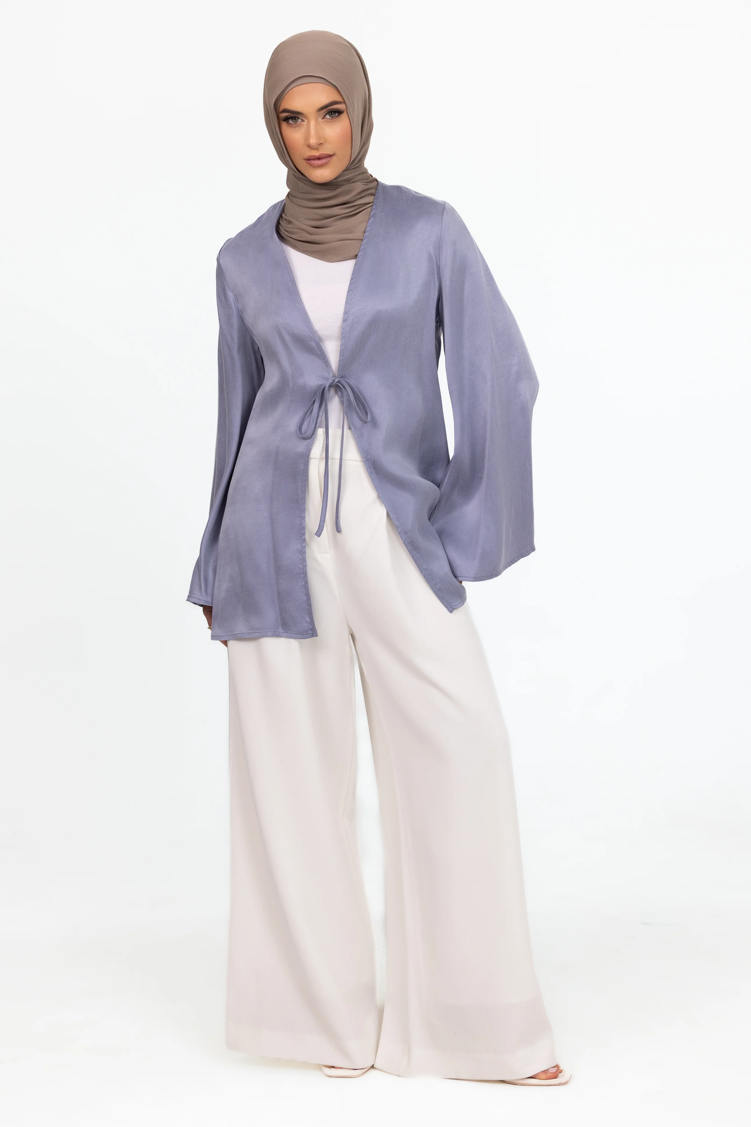 Cupro Tie Up Top - Periwinkle - Image 2