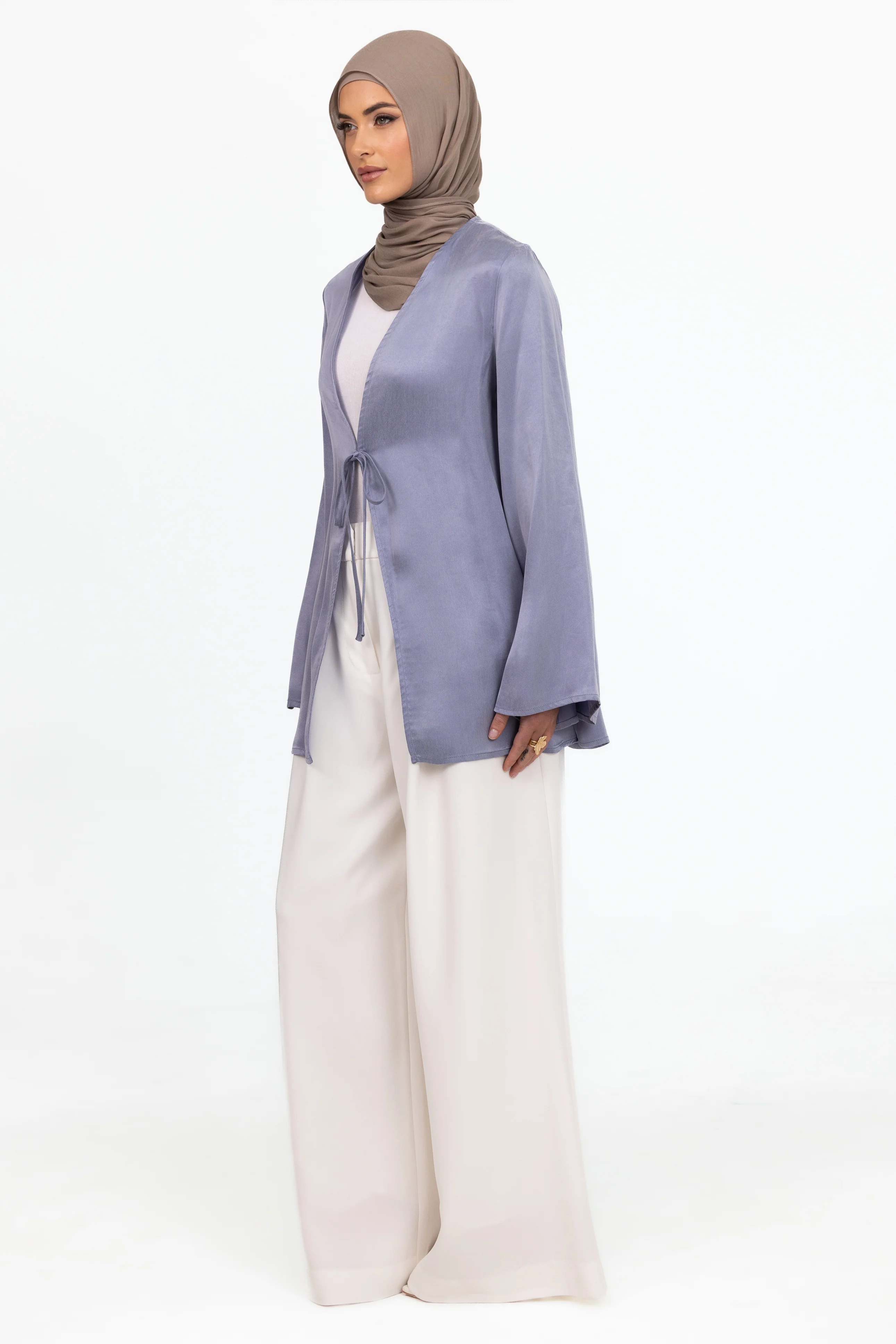Cupro Tie Up Top - Periwinkle - Image 3