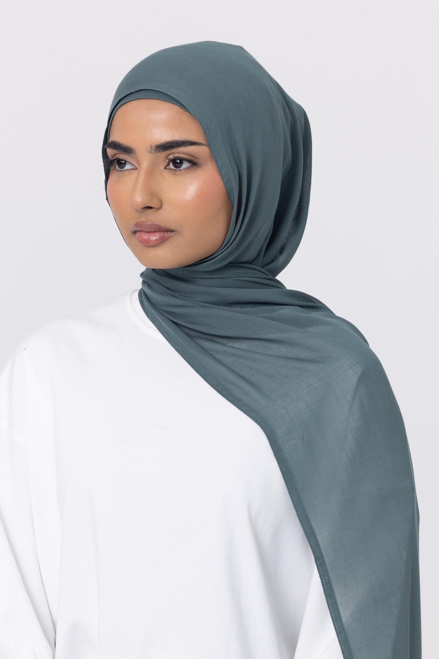 Double Stitched Modal Hijab Set - Eucalyptus - Image 3