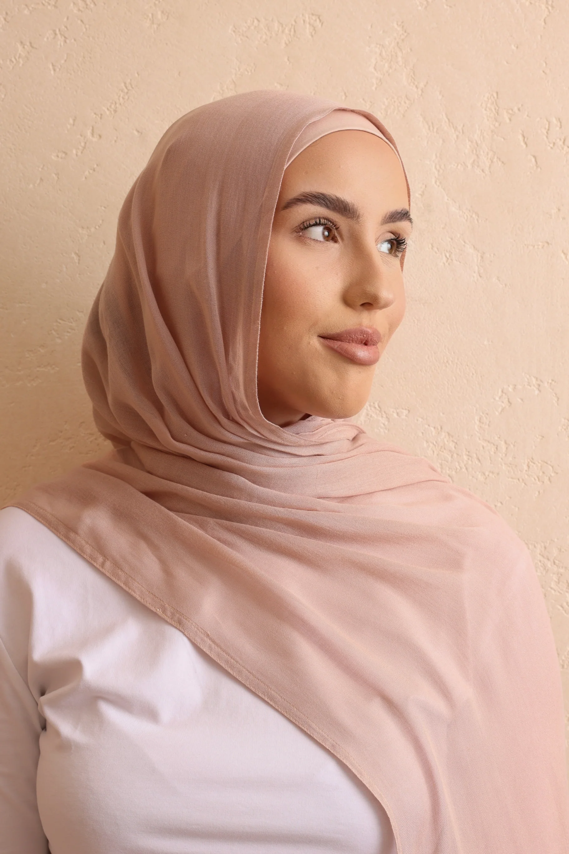 Double Stitched Modal Hijab Set - Sand - Image 2