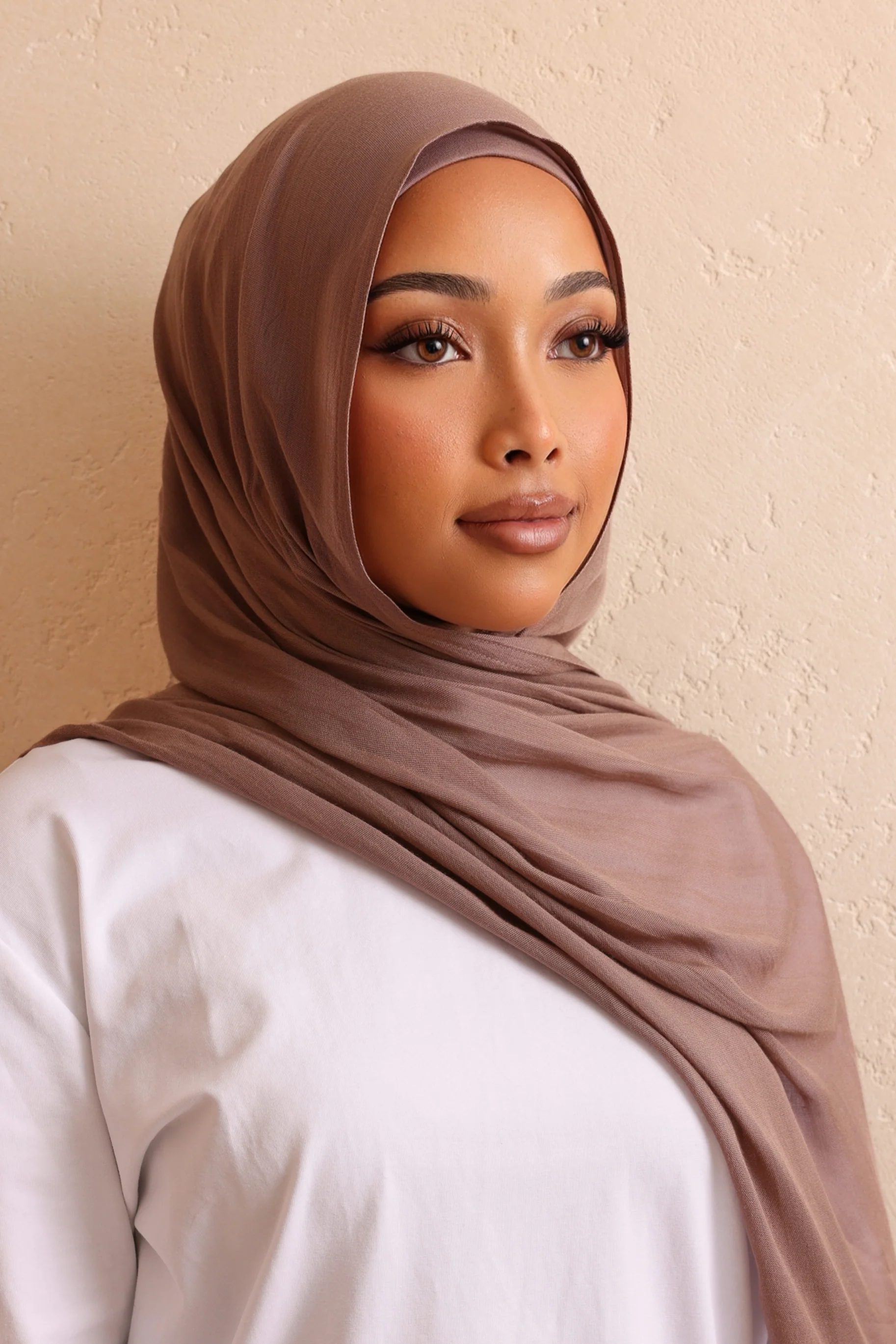 Double Stitched Modal Hijab Set - Dark Taupe - Image 2