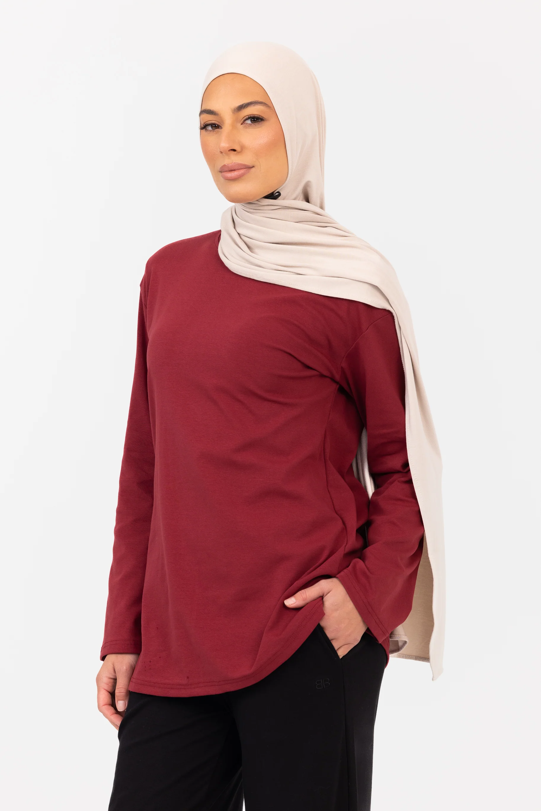 Everyday Crew Neck Top - Maroon - Image 3