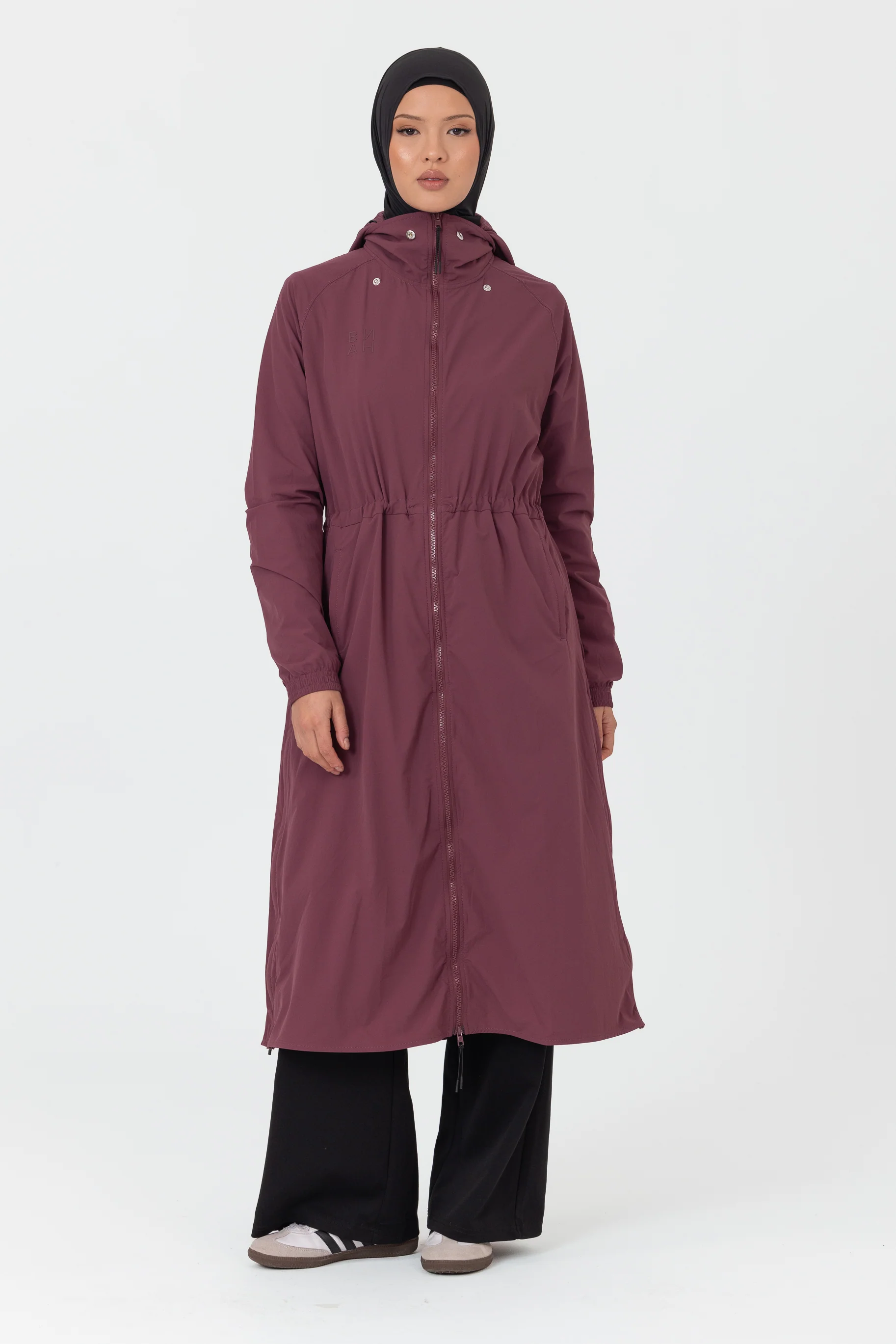 Everyday Zip Up Trench - Berry - Image 4