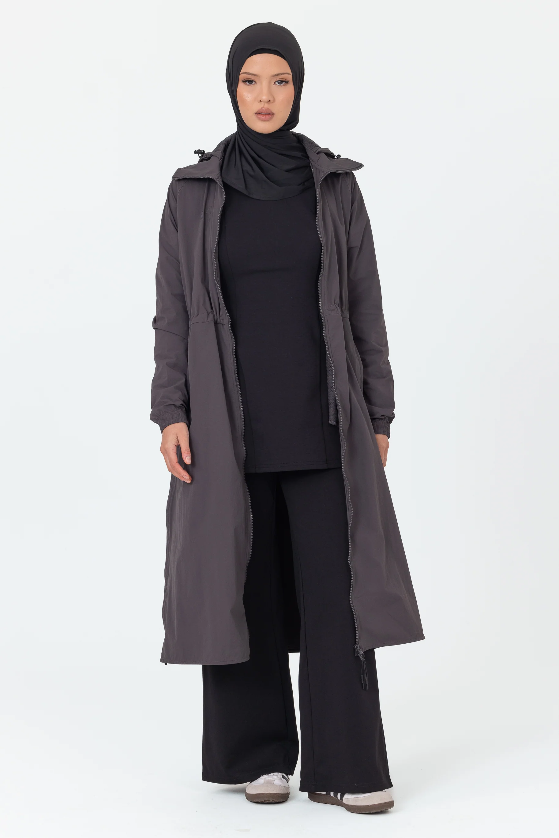 Everyday Zip Up Trench - Charcoal - Image 3