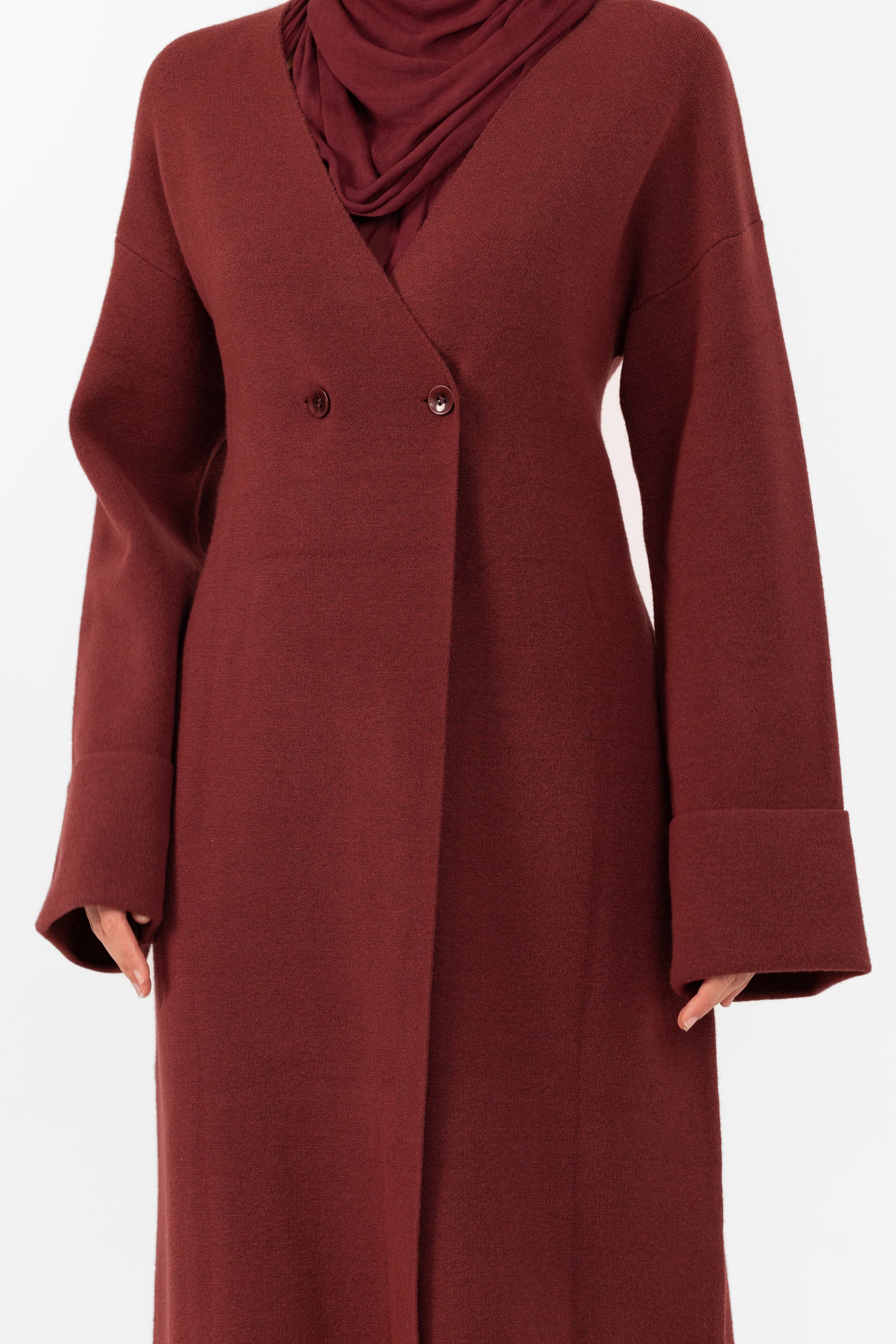 Marea Knit Longline Cardigan - Burgundy - Image 4
