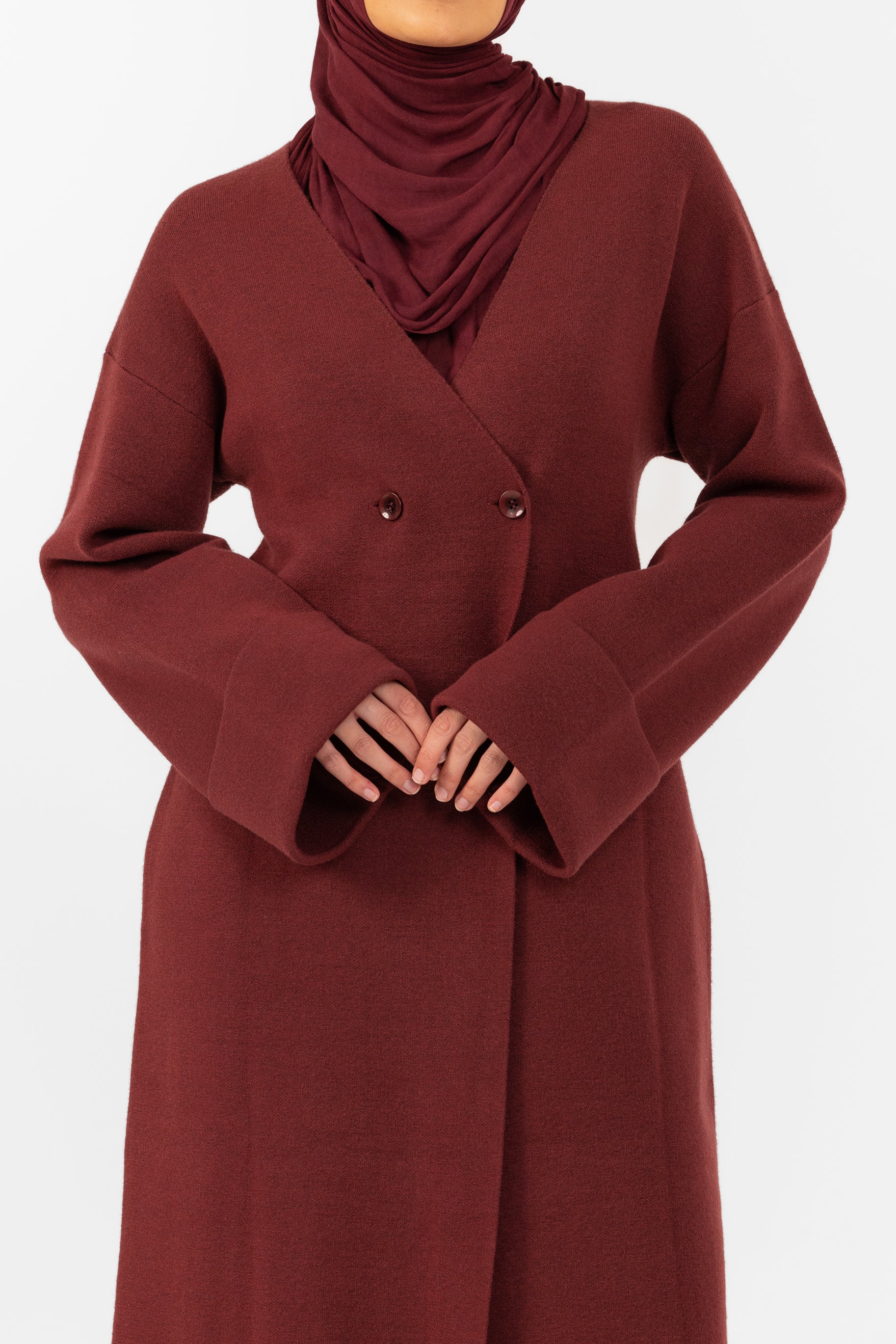 Marea Knit Longline Cardigan - Burgundy - Image 5