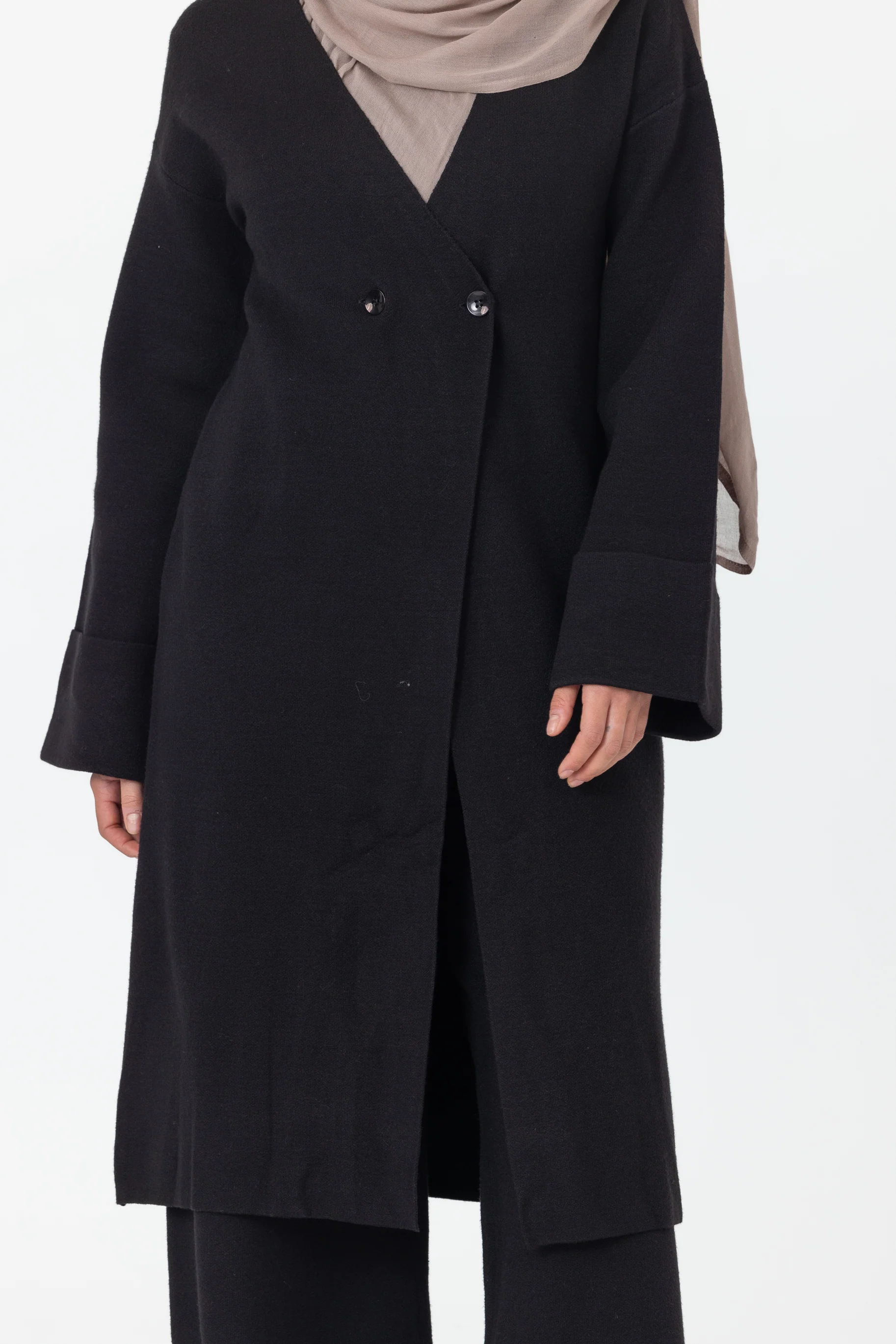 Marea Knit Longline Cardigan - Black - Image 3