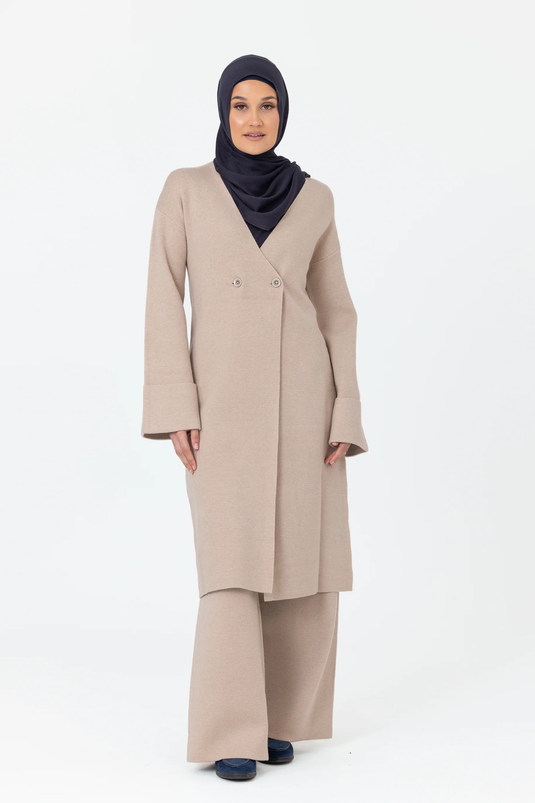 Marea Knit Longline Cardigan - Oatmeal - Image 3