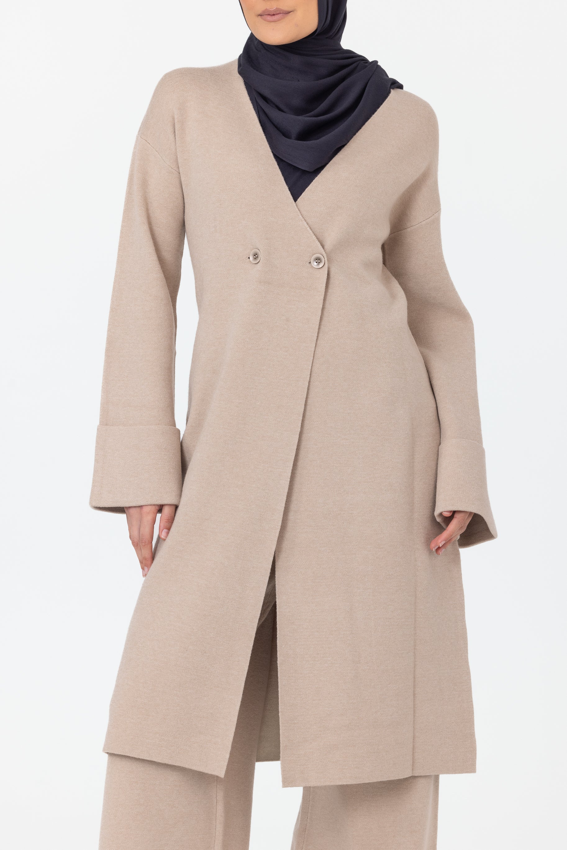 Marea Knit Longline Cardigan - Oatmeal - Image 4