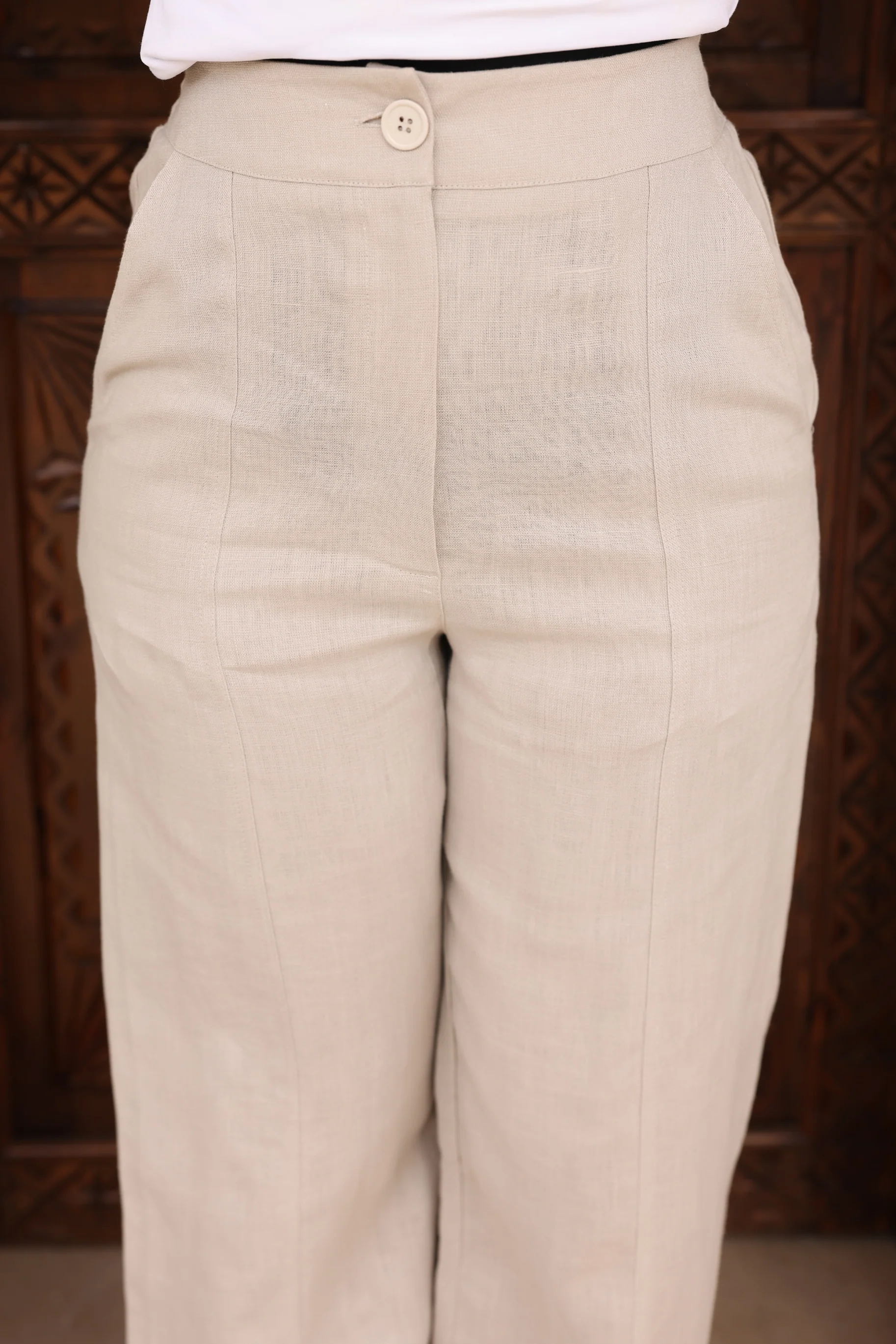 Nadira Linen Pants - Stone - Image 4