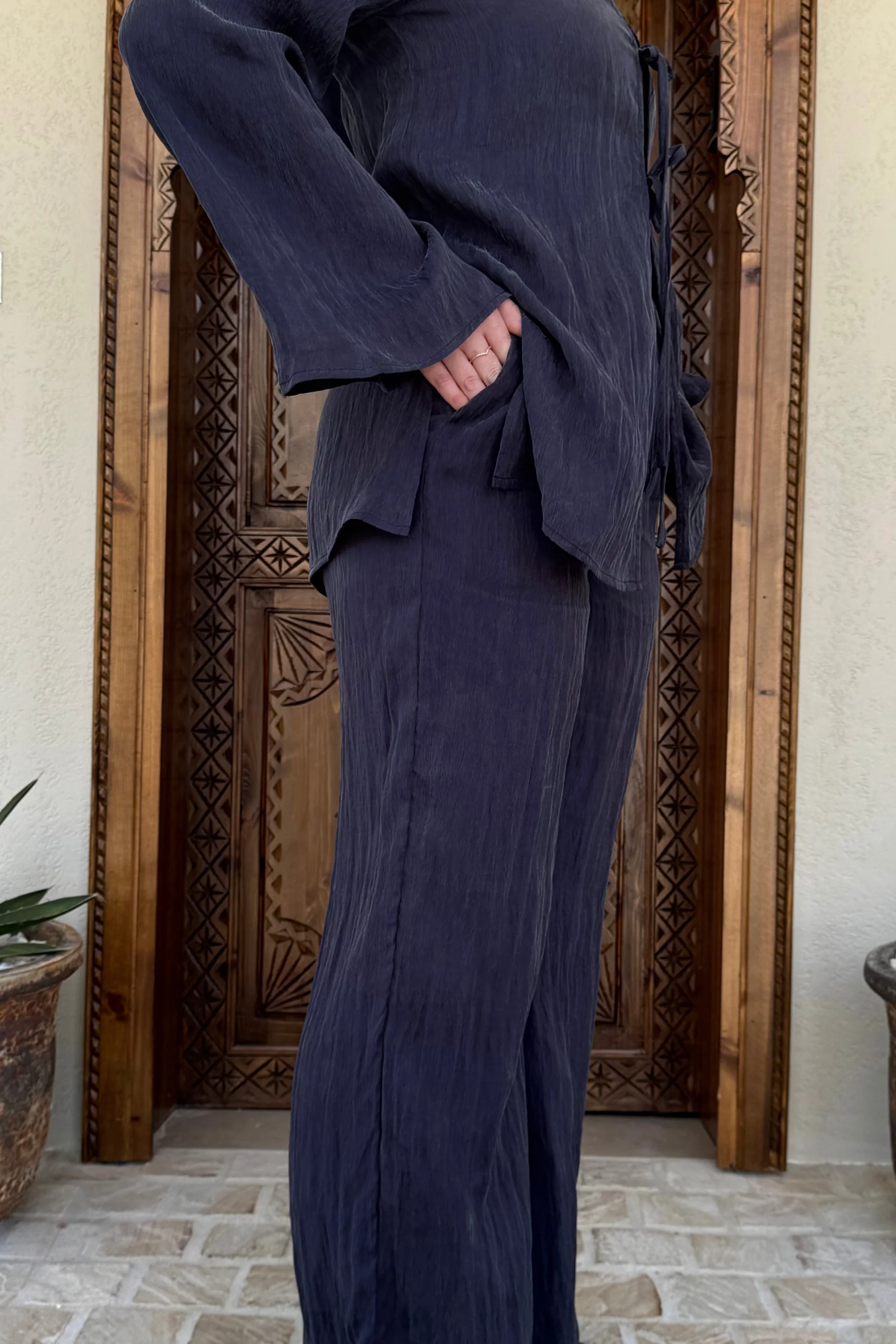 Nadira Tencel Pants - Navy - Image 3