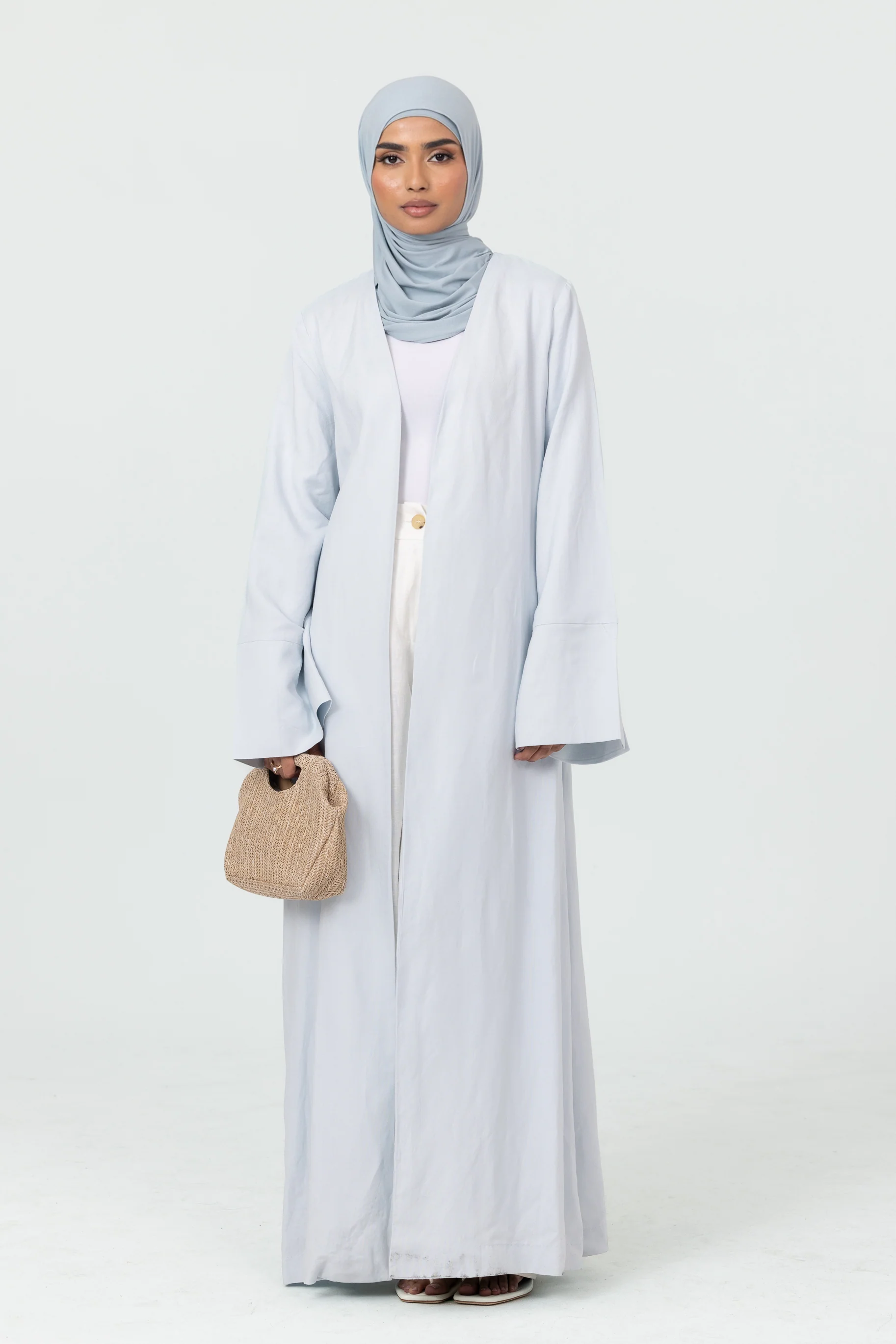Naila Open Abaya - Sky Blue - Image 3