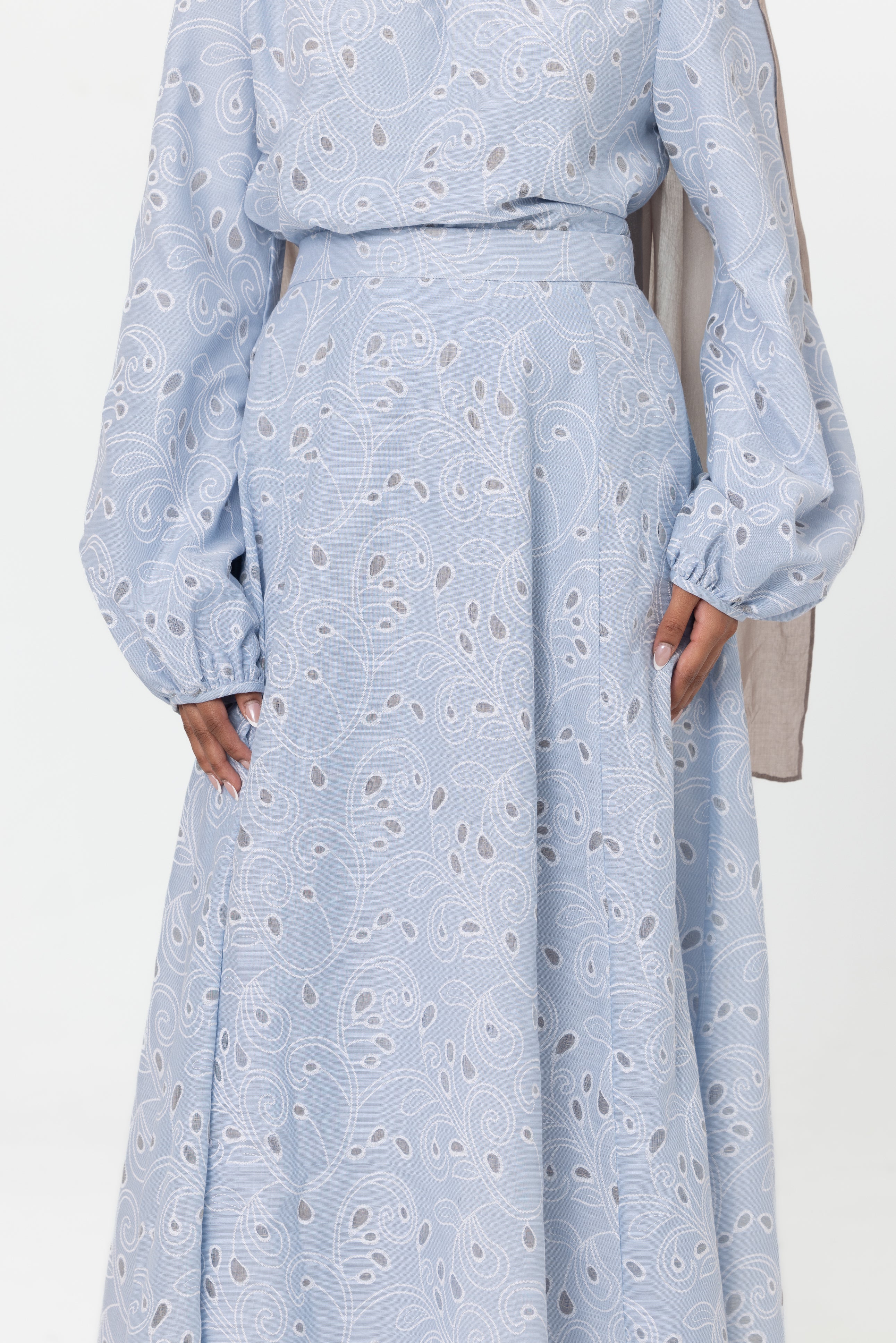 Nasma Embroidered Skirt - Blue