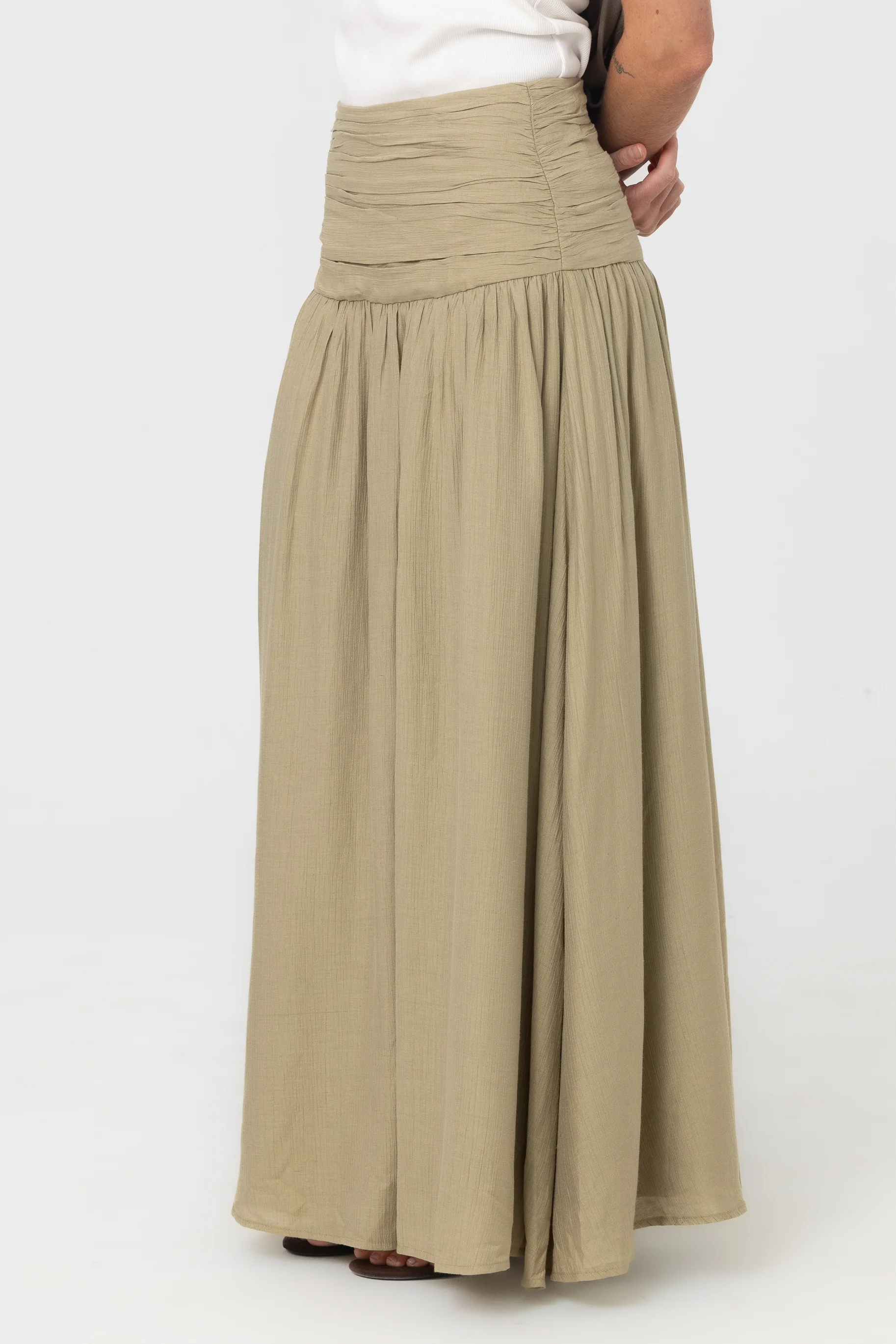 Noelle Ruched Skirt - Moss - Image 2