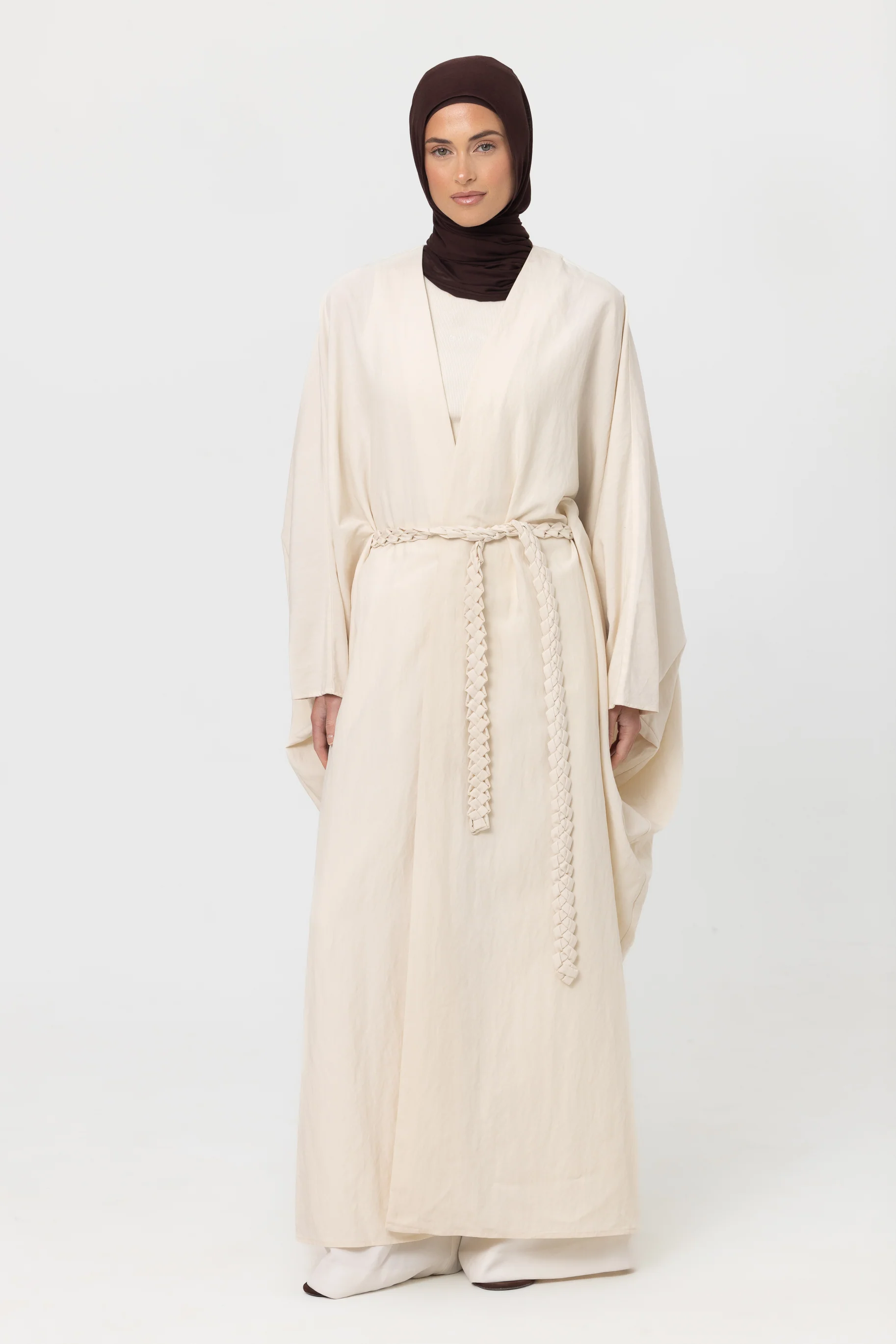 Noor Batwing Open Abaya - Pearl