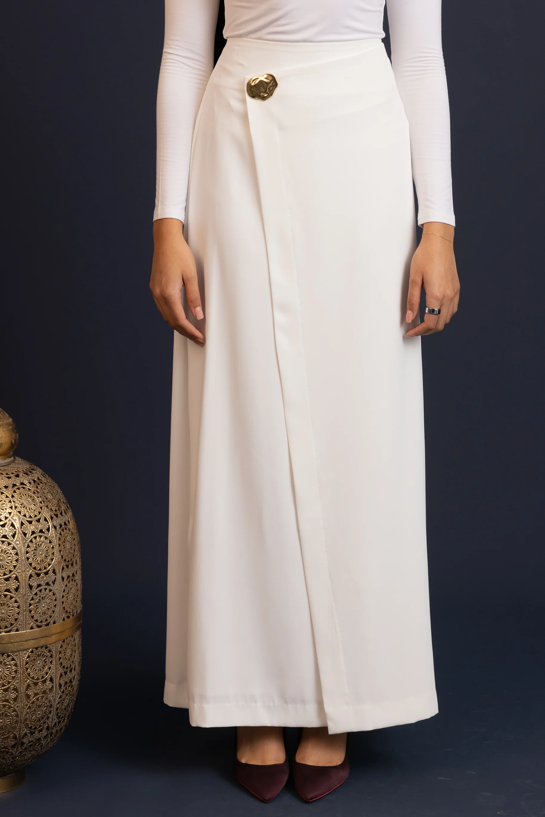 Nora Crepe Panel Skirt - White - Image 2