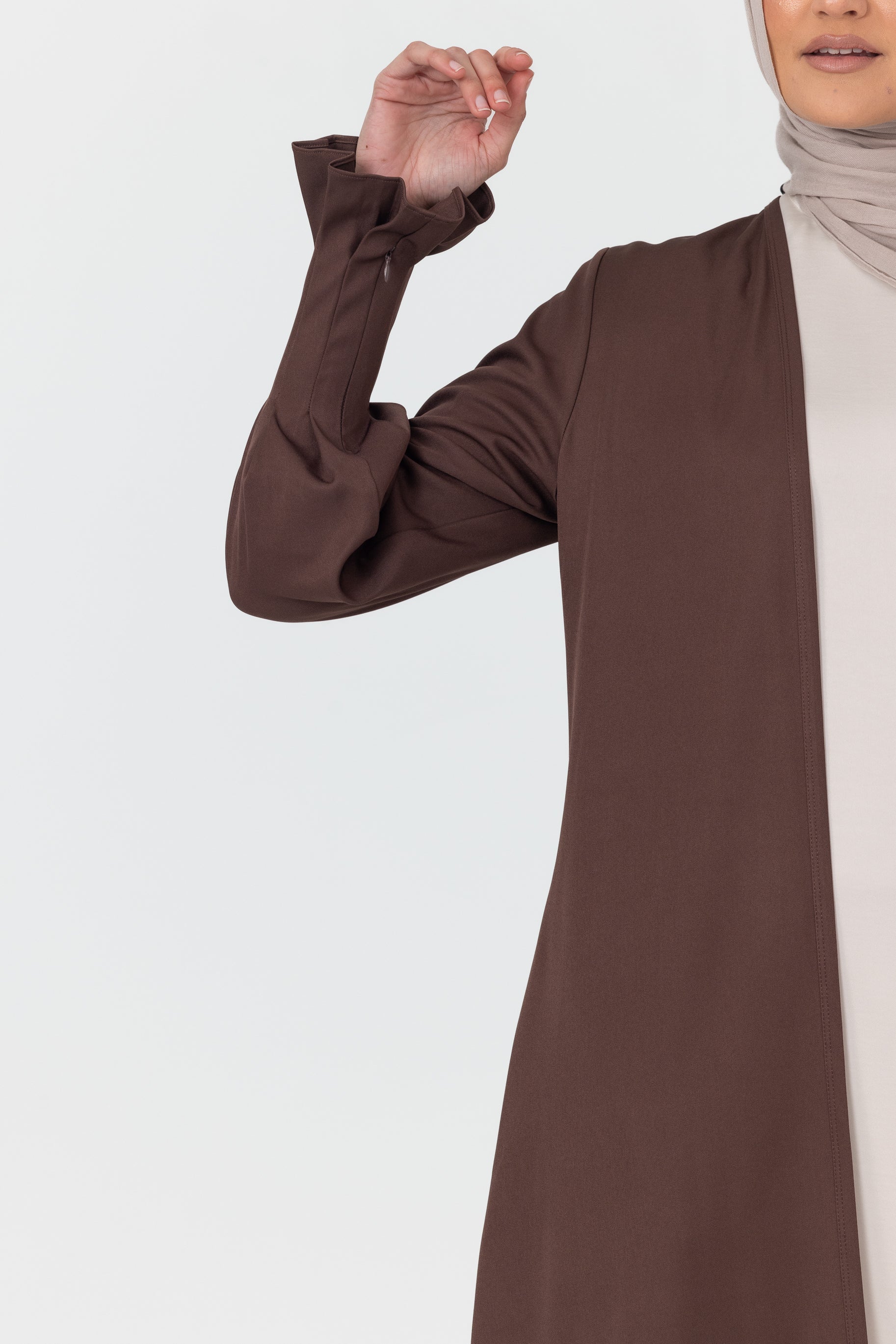 Mira Pleated Cuff Abaya - Espresso - Image 6