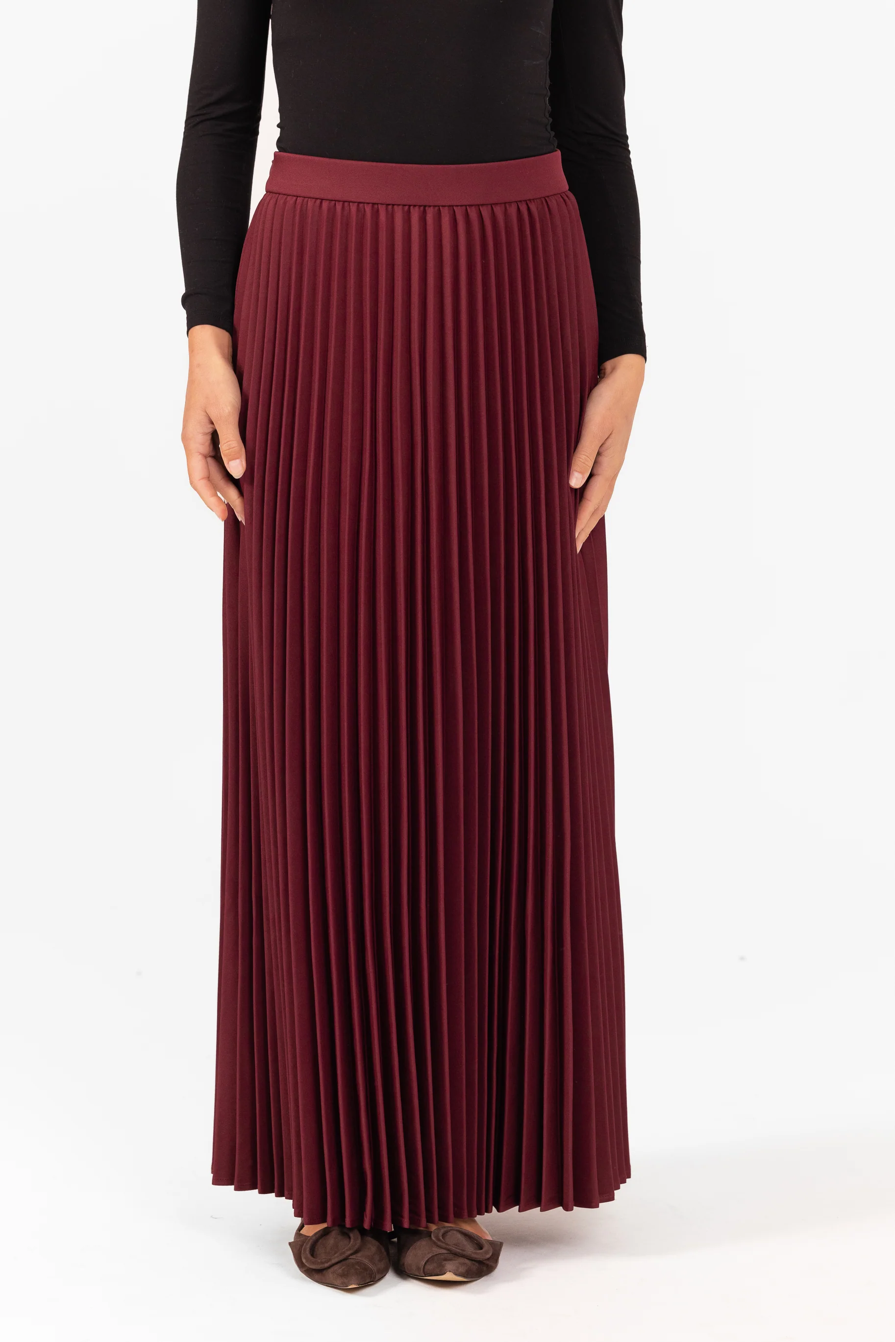 Pleated Maxi Skirt - Mulberry - Image 4
