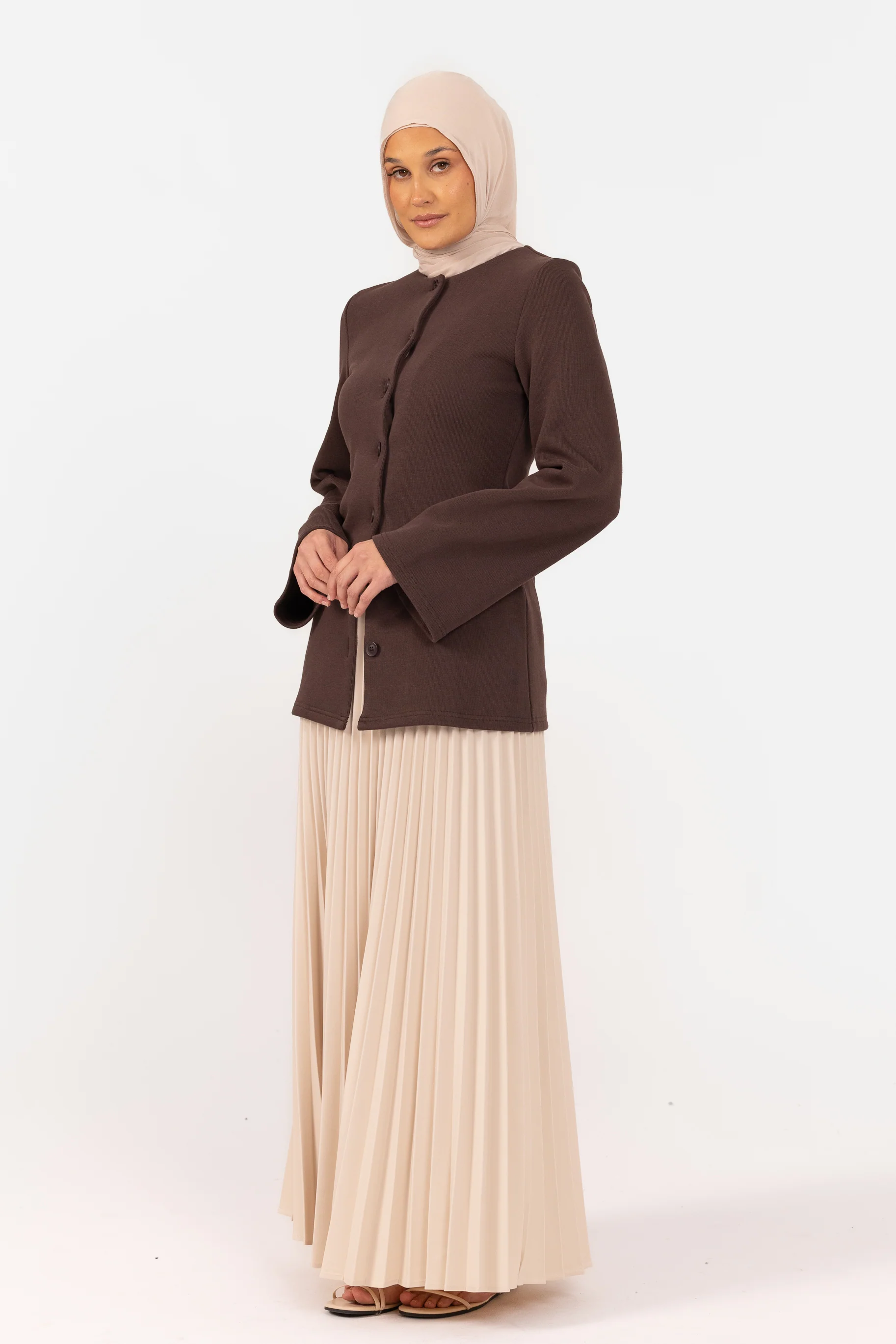 Pleated Maxi Skirt - Oat - Image 2