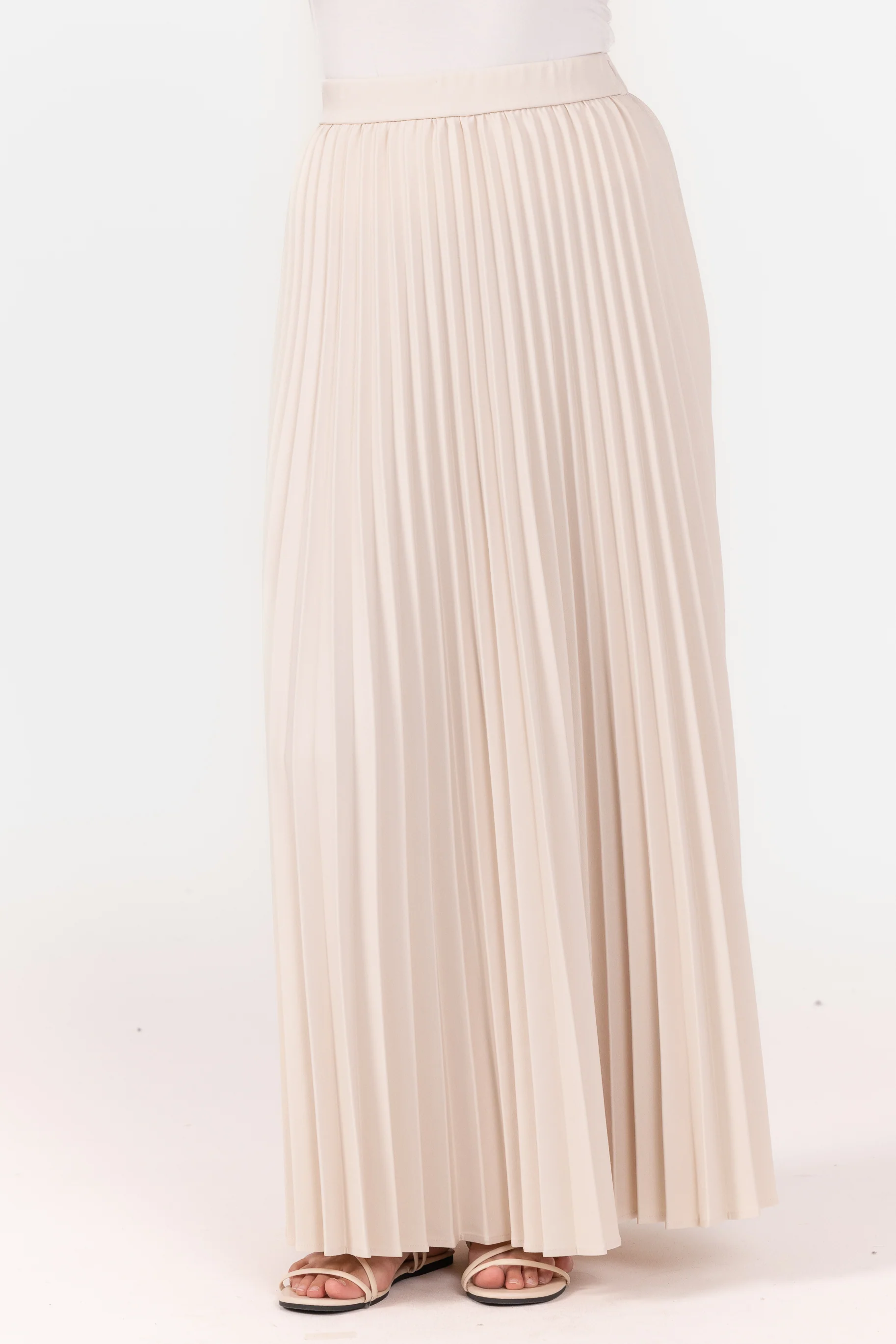 Pleated Maxi Skirt - Oat - Image 3