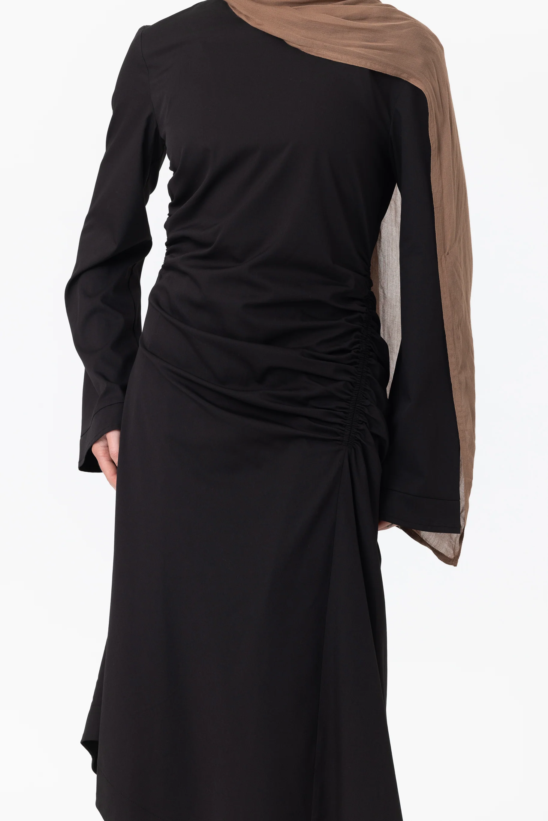 Ruched Asymmetric Tunic - Black - Image 3