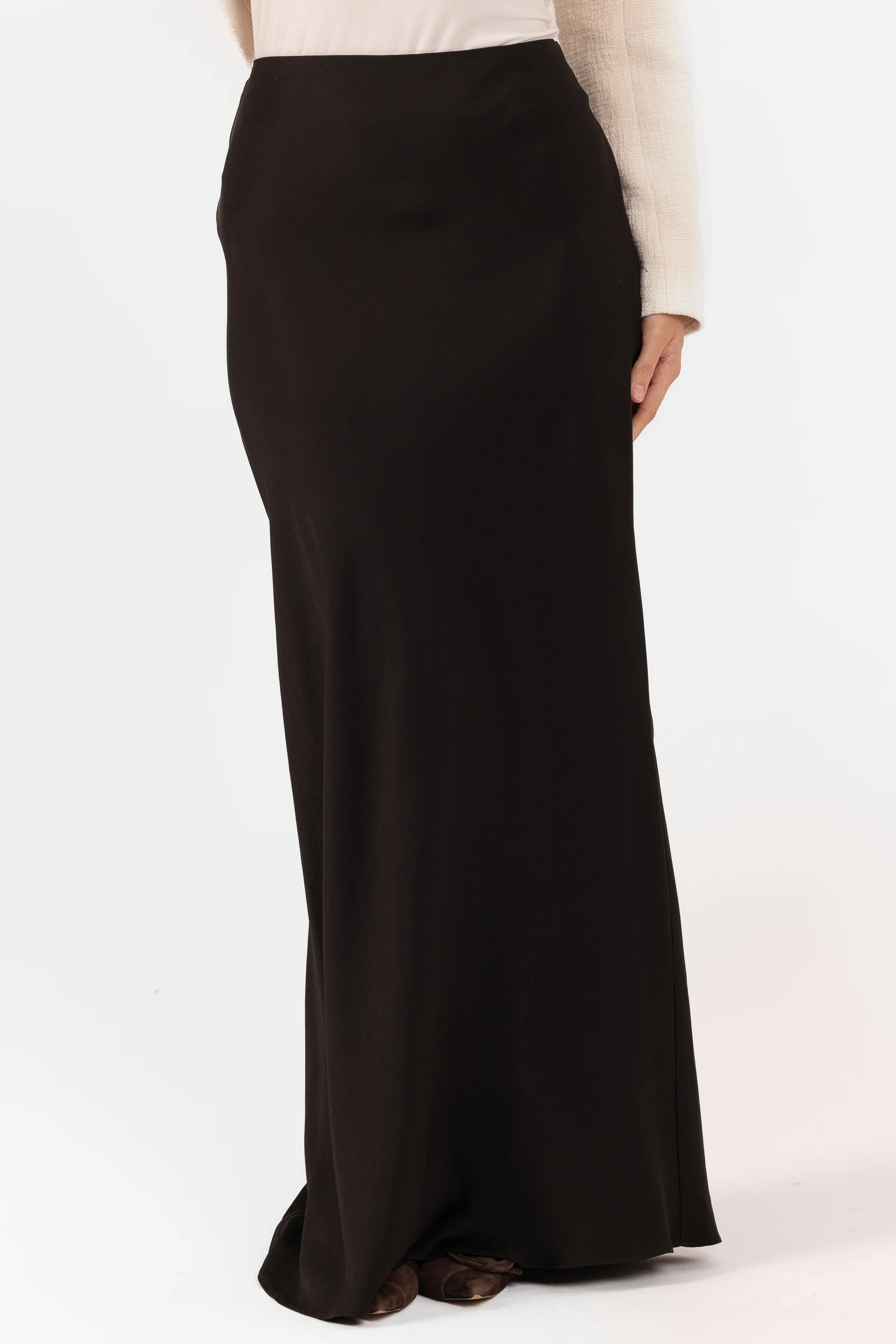 Satin Slip Skirt - Black - Image 3