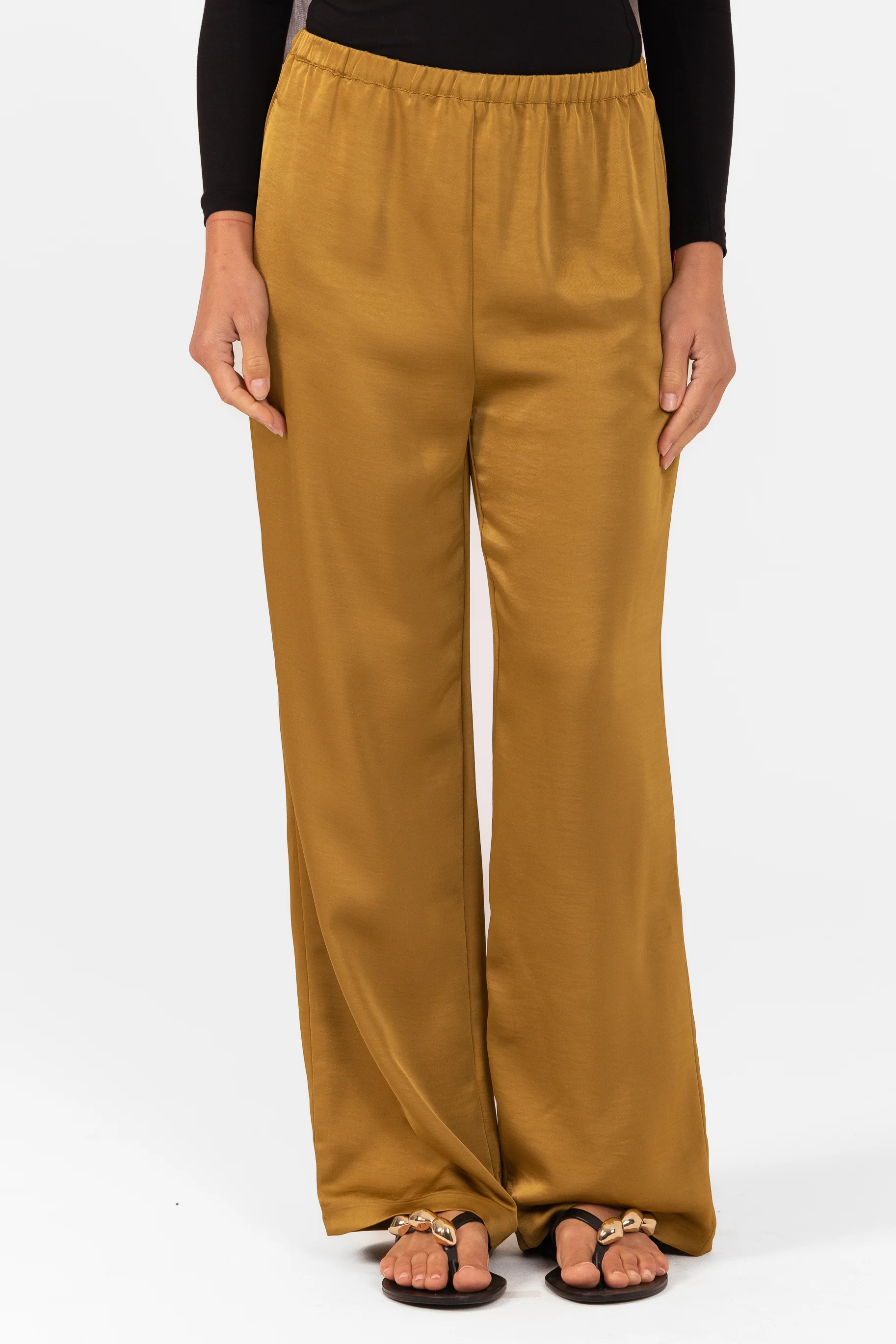 Saylor Satin Pants - Mustard - Image 3