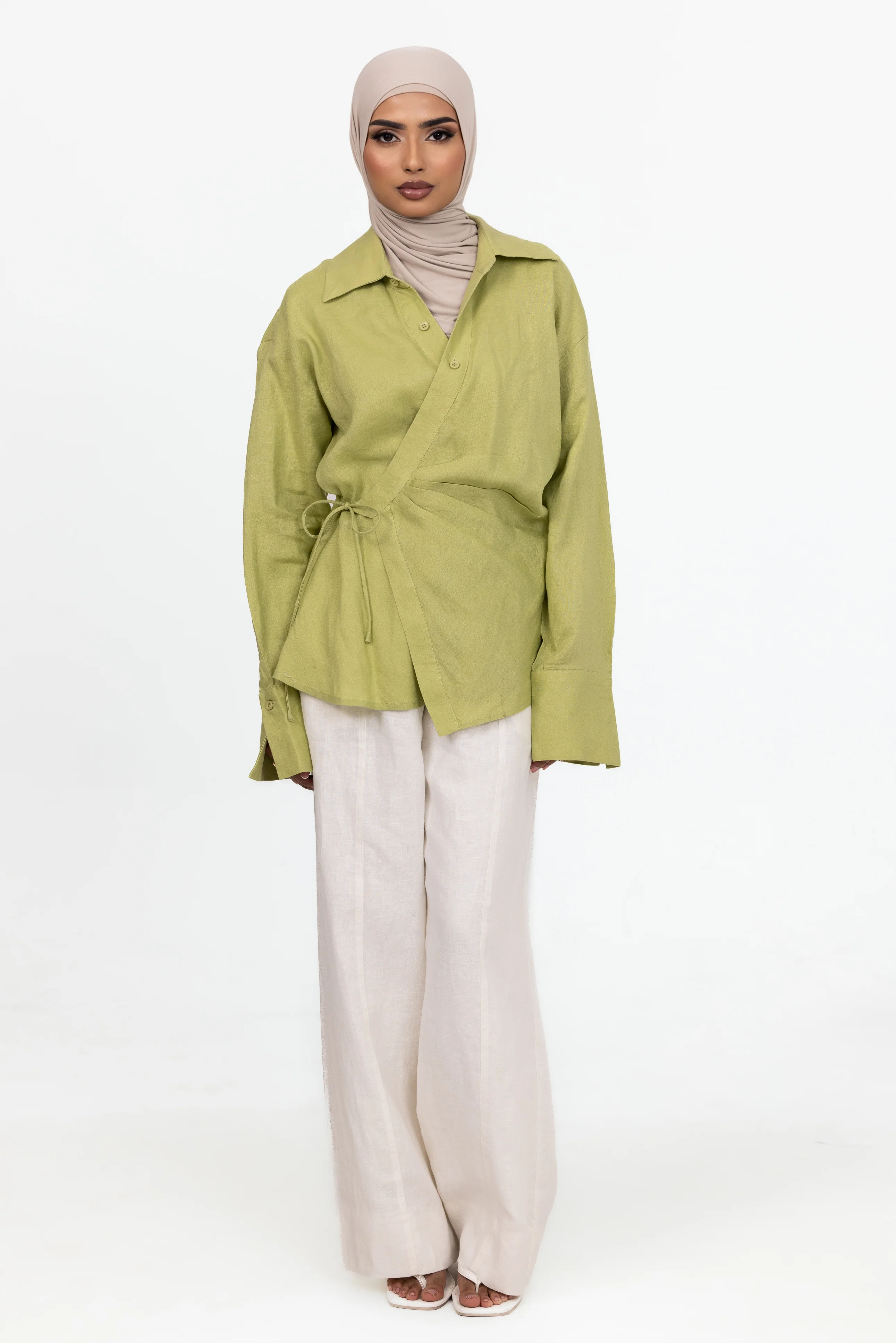 Siara Wrap Shirt - Lime - Image 3
