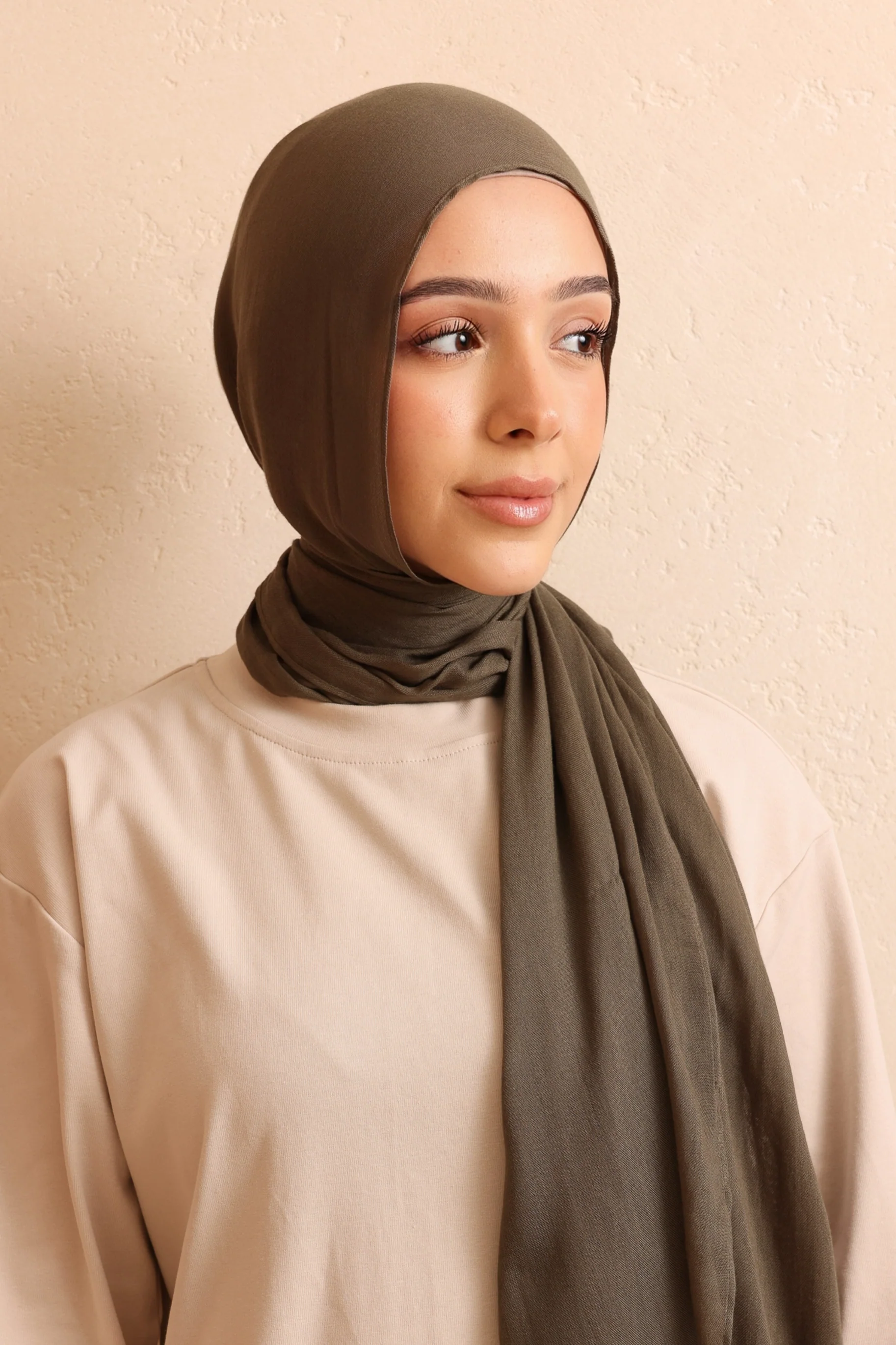 Single Stitched Modal Hijab - Moss - Image 2