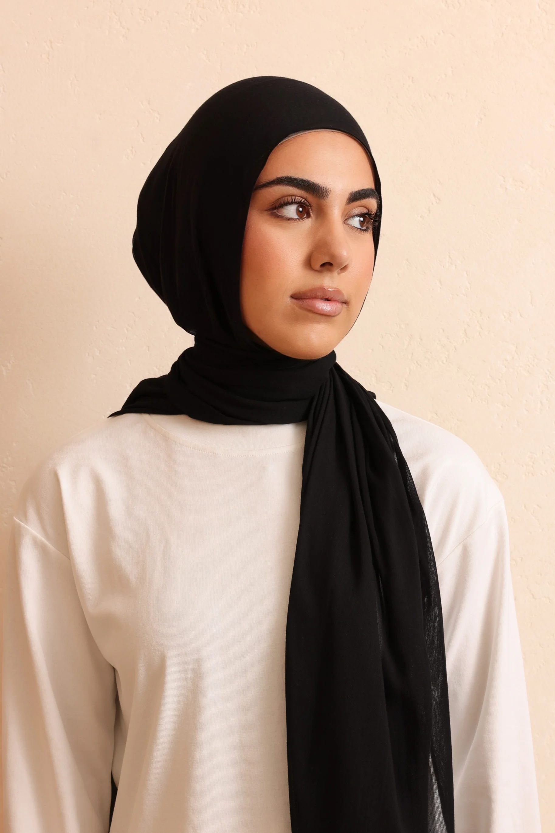 Single Stitched Modal Hijab - Black - Image 2