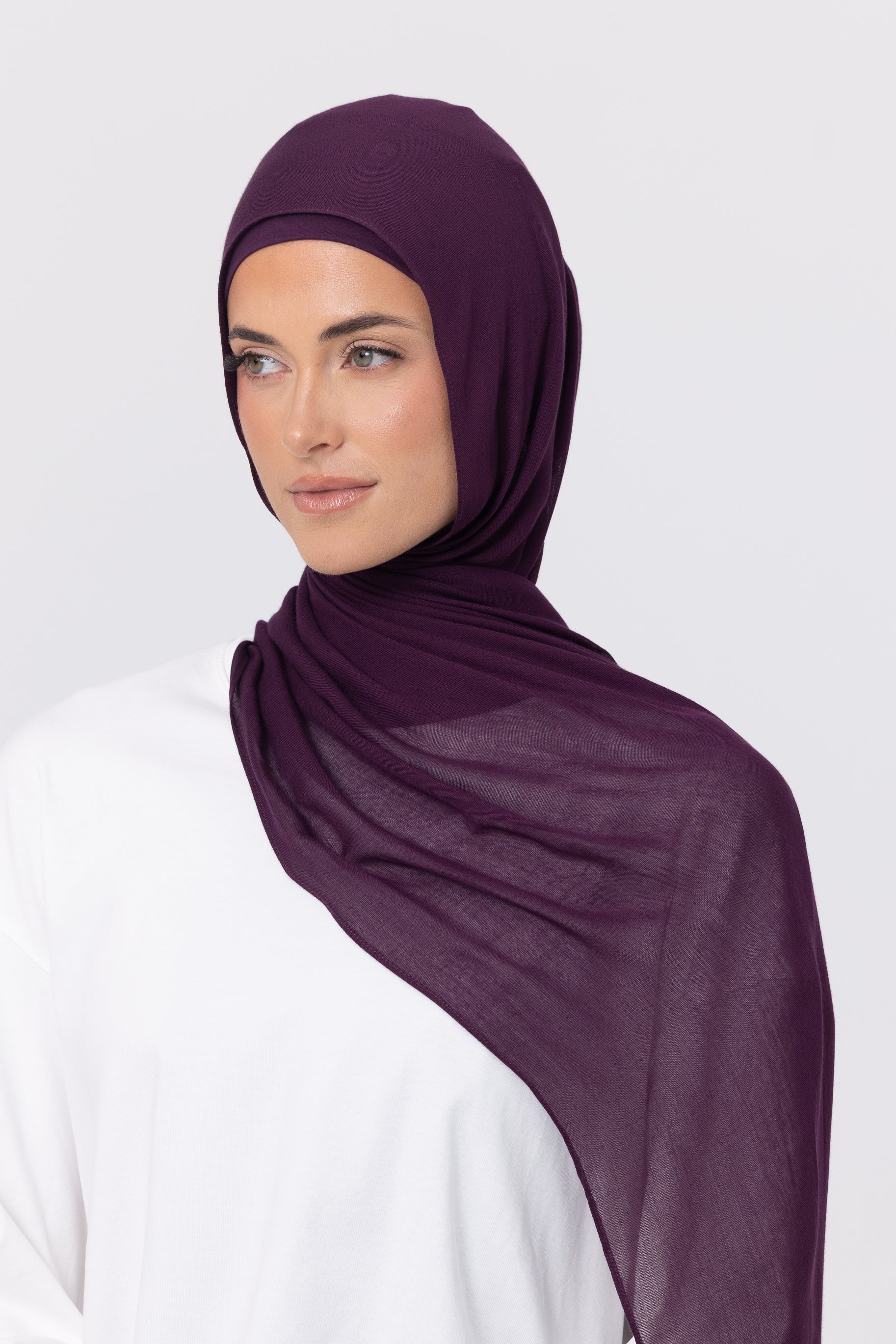 Single Stitched Modal Hijab Set - Eggplant - Image 3