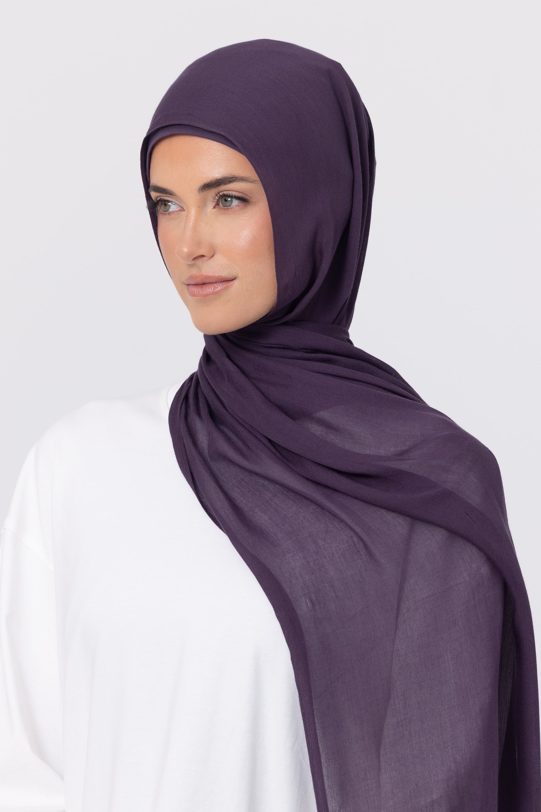 Single Stitched Modal Hijab Set - Grape - Image 3