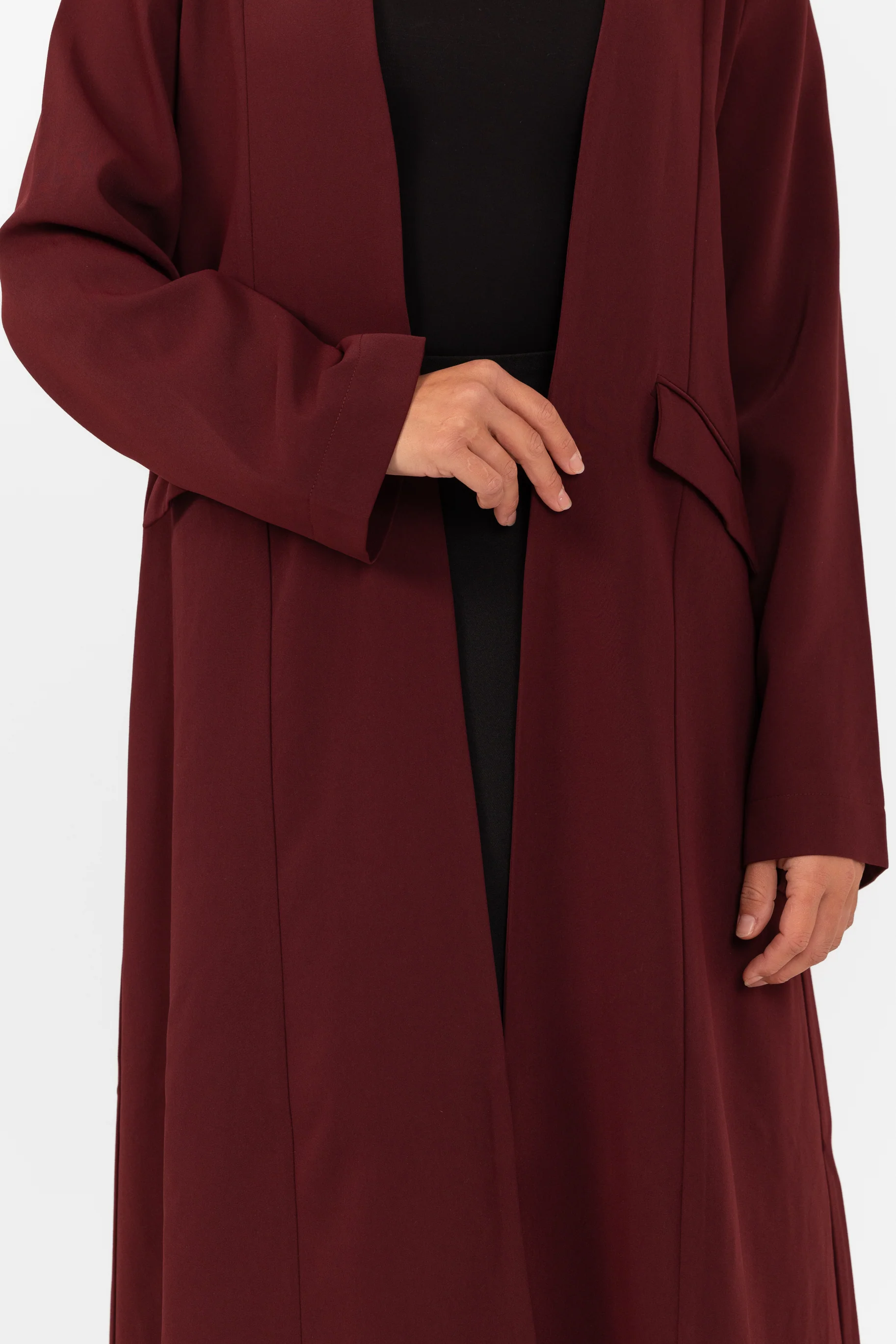 Tahira Open Abaya - Cherry - Image 2