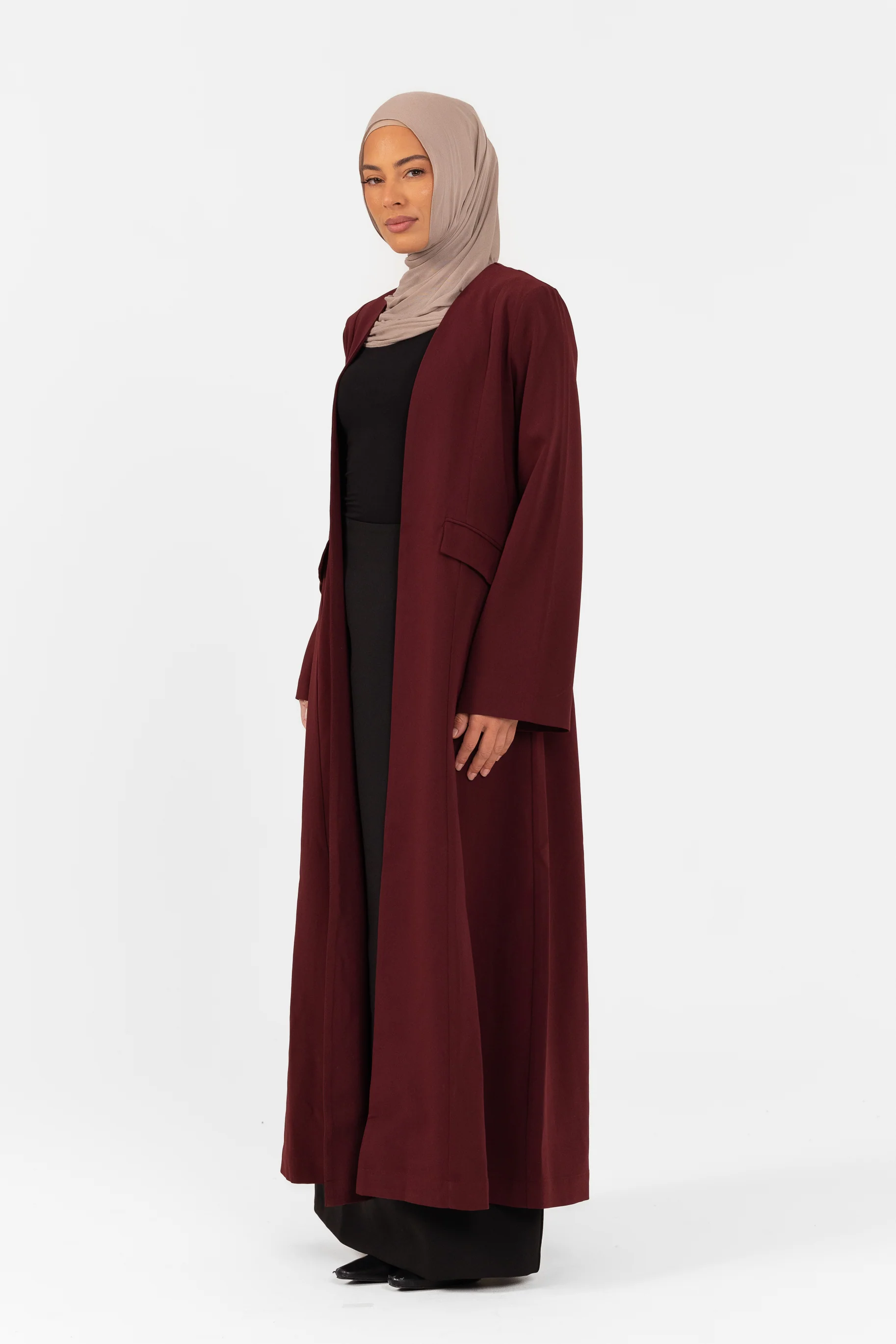 Tahira Open Abaya - Cherry - Image 3