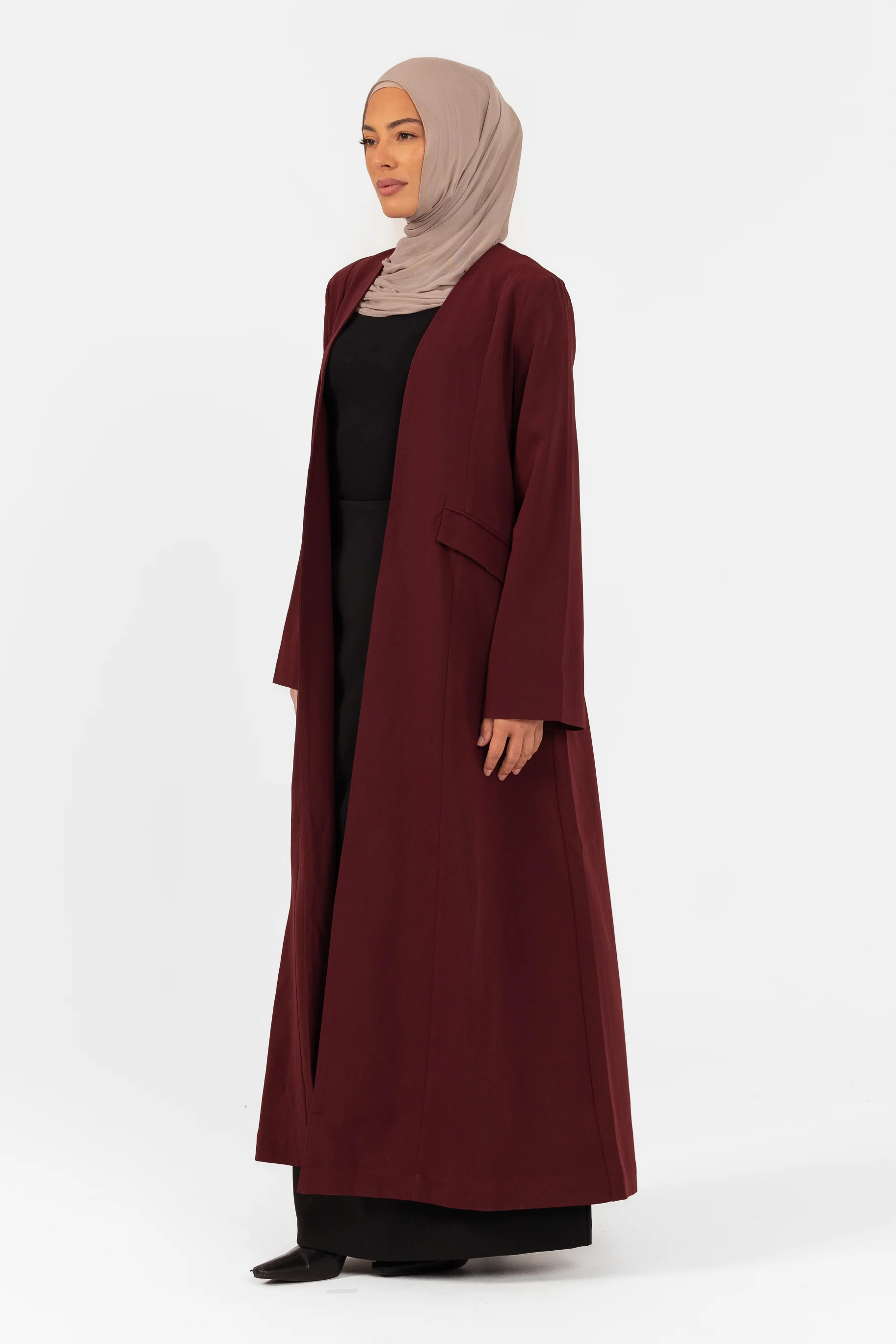 Tahira Open Abaya - Cherry - Image 4