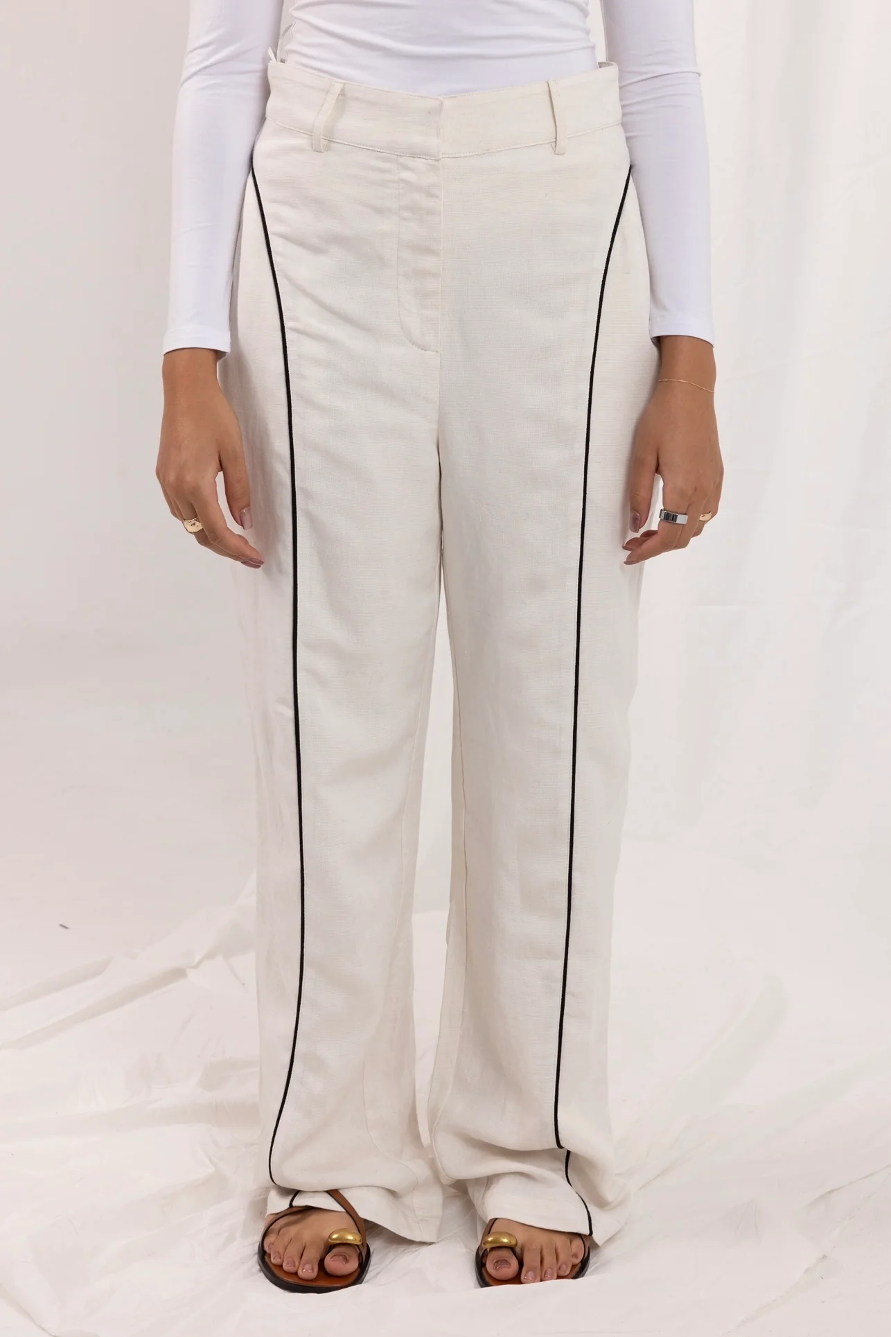 Taliyah Contrast Linen Pants - Natural - Image 2