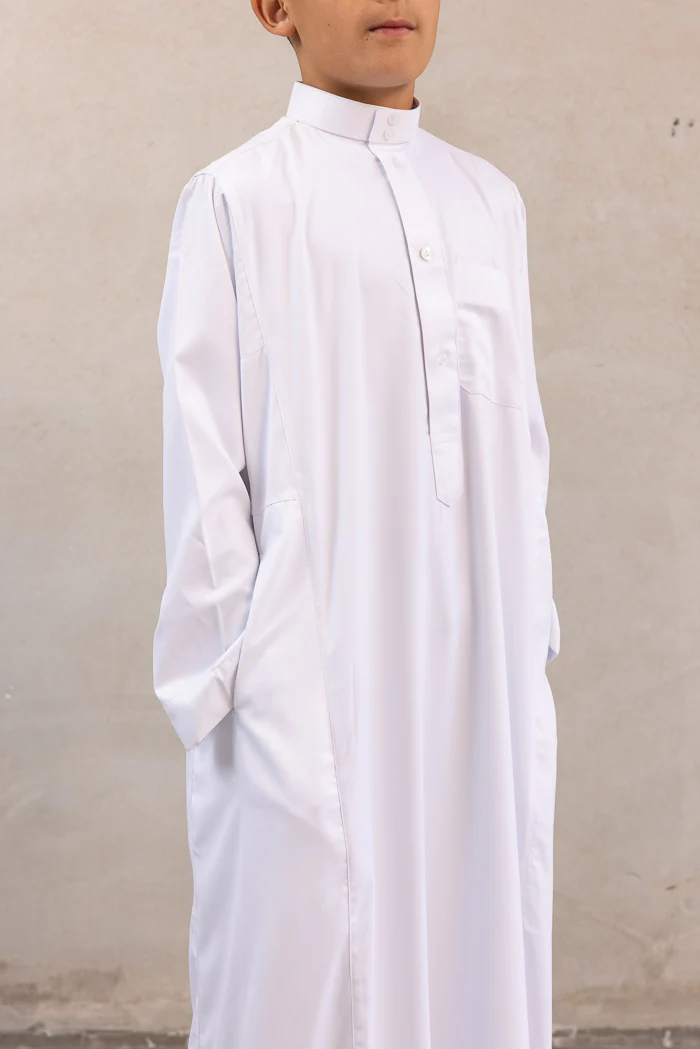 Youth Daffah Thobe - White - Image 4